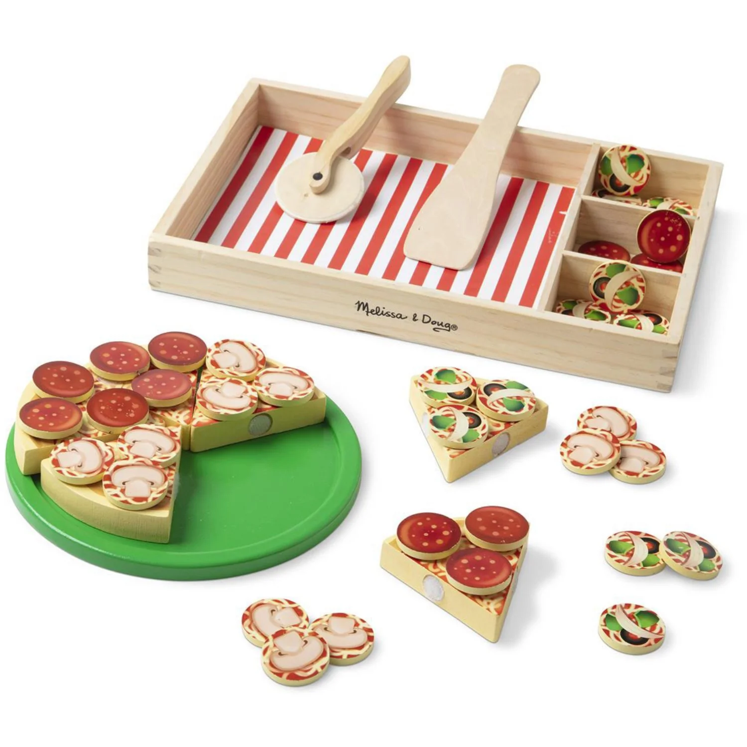 Melissa & Doug Multifarvet Wooden Food Playset Pizza - Image 3