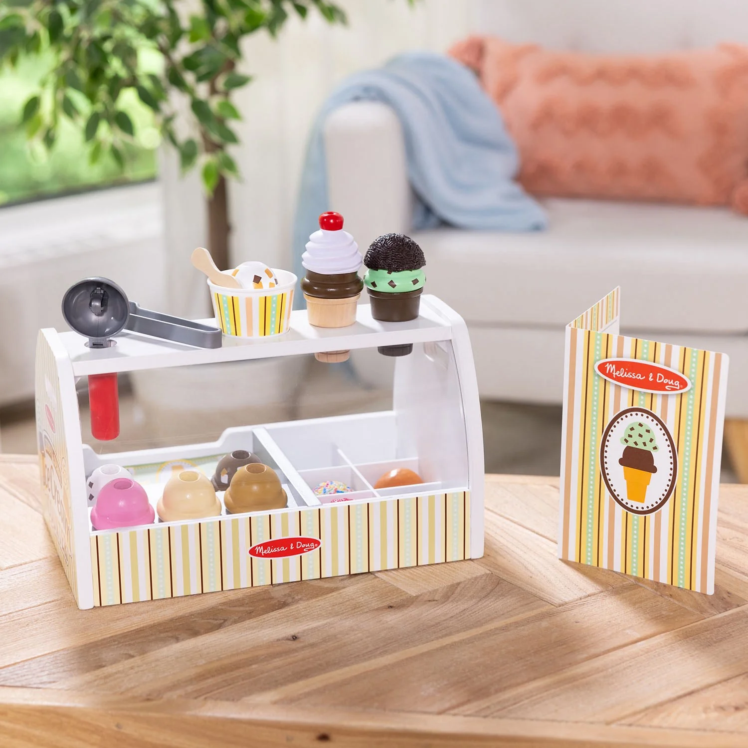 Melissa & Doug Multifarvet Wooden Playset Scoop And Serve Ice Cream Counter - Image 3