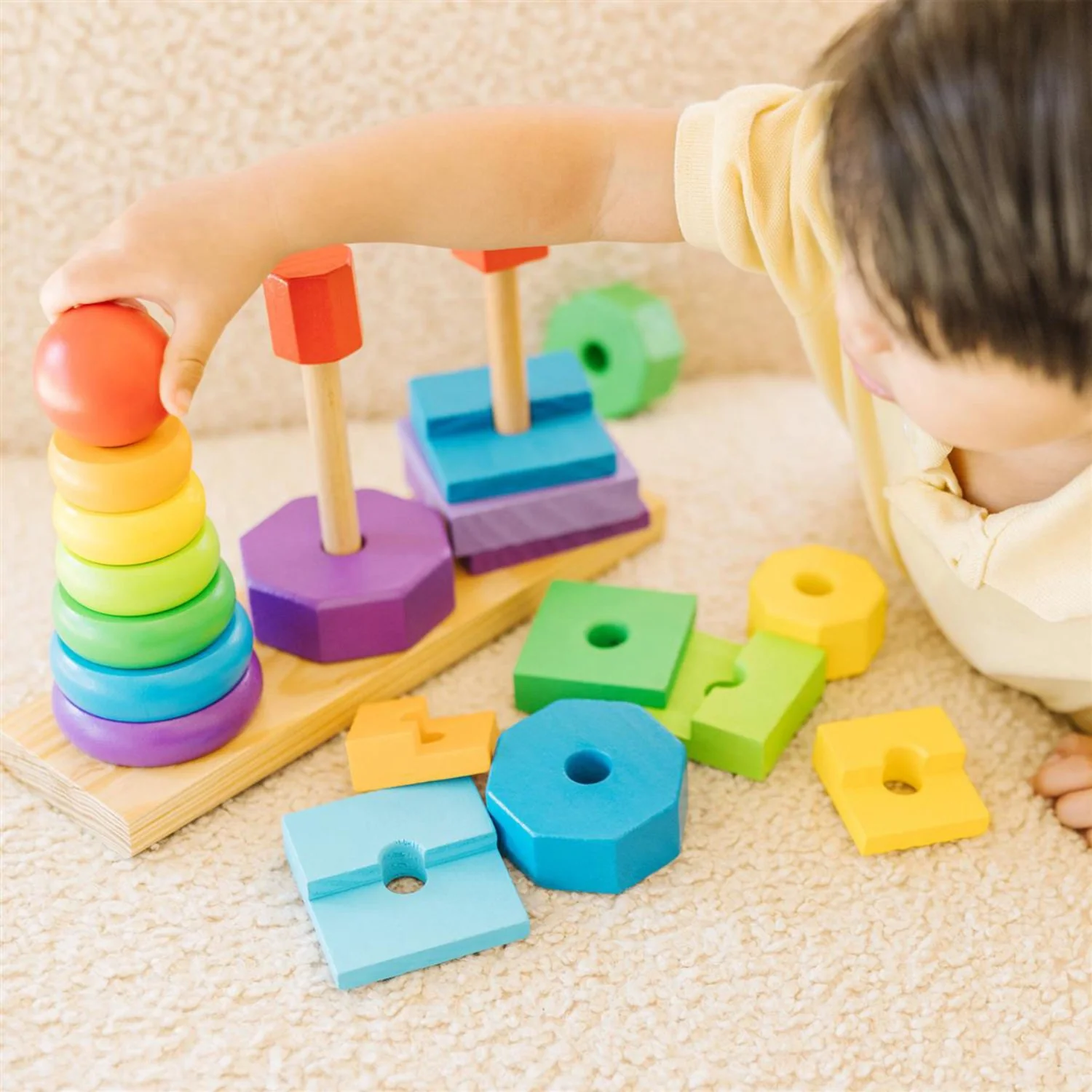 Melissa & Doug Multifarvet Wooden Stacking Toy Geometric - Image 2