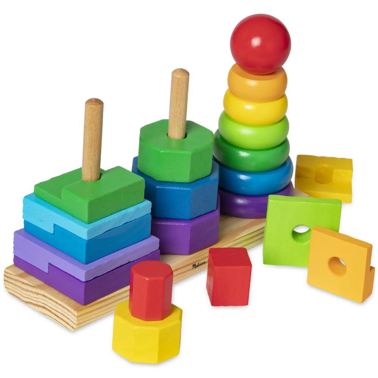 Melissa & Doug Multifarvet Wooden Stacking Toy Geometric - Image 3