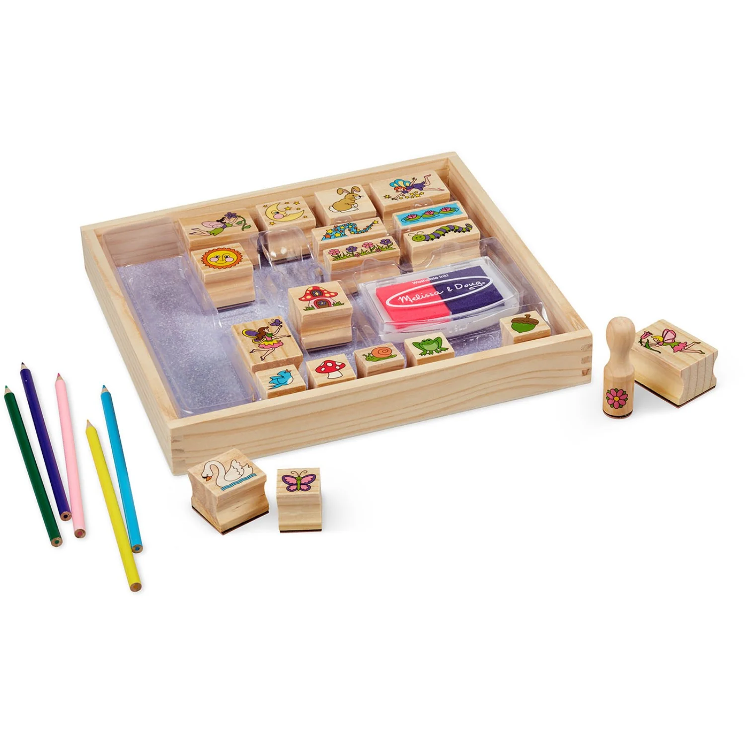 Melissa & Doug Multifarvet Wooden Stamp-A-Scene Fairy Garden - Image 5