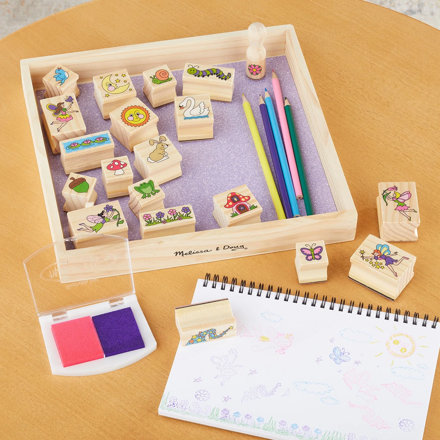 Melissa & Doug Multifarvet Wooden Stamp-A-Scene Fairy Garden - Image 7