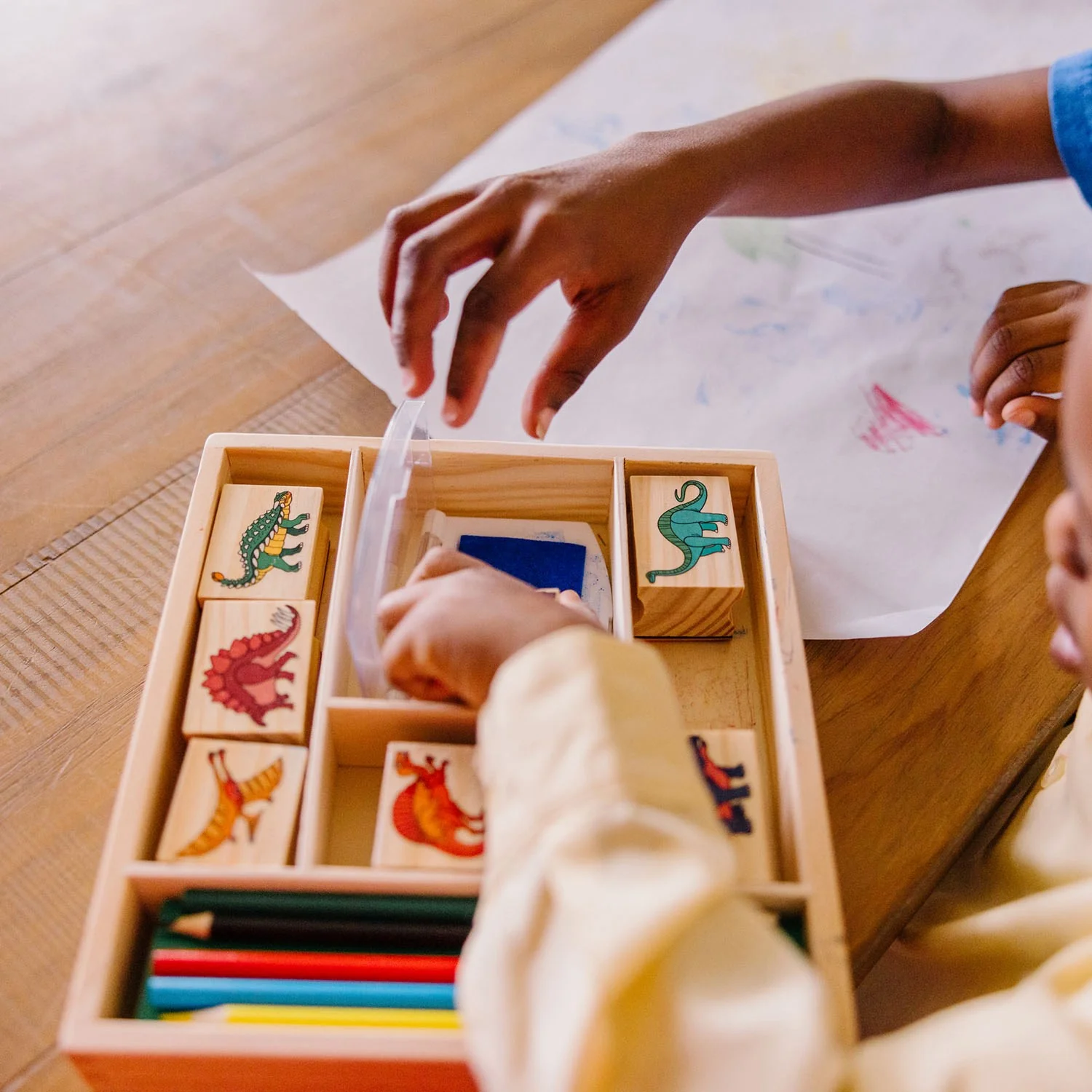Melissa & Doug Multifarvet Wooden Stamp Set Dinosaur - Image 4