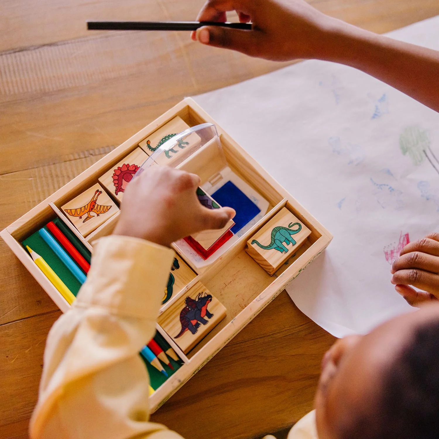 Melissa & Doug Multifarvet Wooden Stamp Set Dinosaur - Image 5
