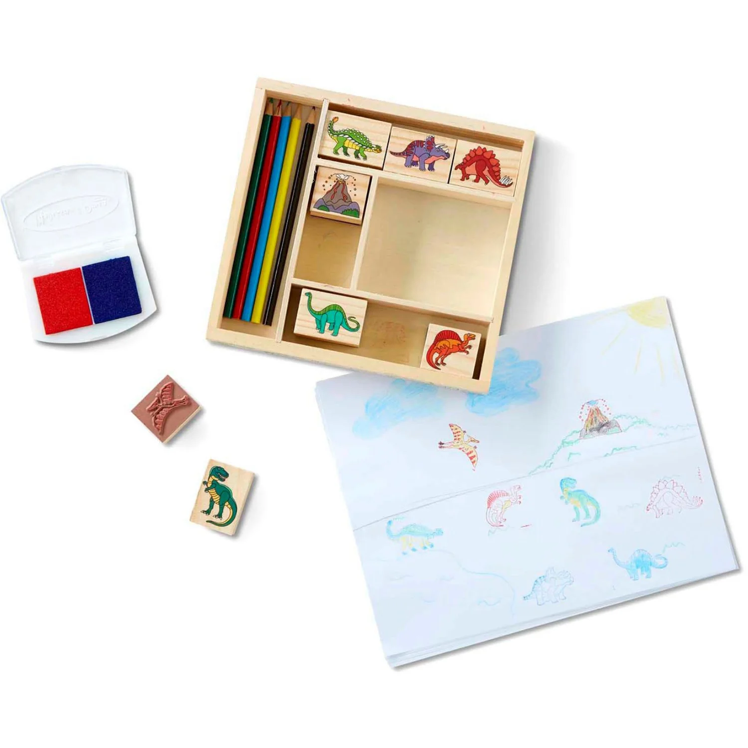 Melissa & Doug Multifarvet Wooden Stamp Set Dinosaur - Image 7