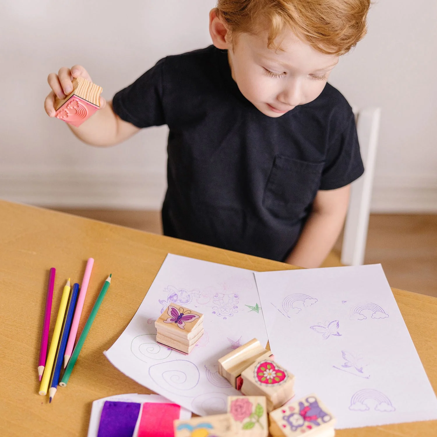 Melissa & Doug Multifarvet Wooden Stamp Set Friendship - Image 2