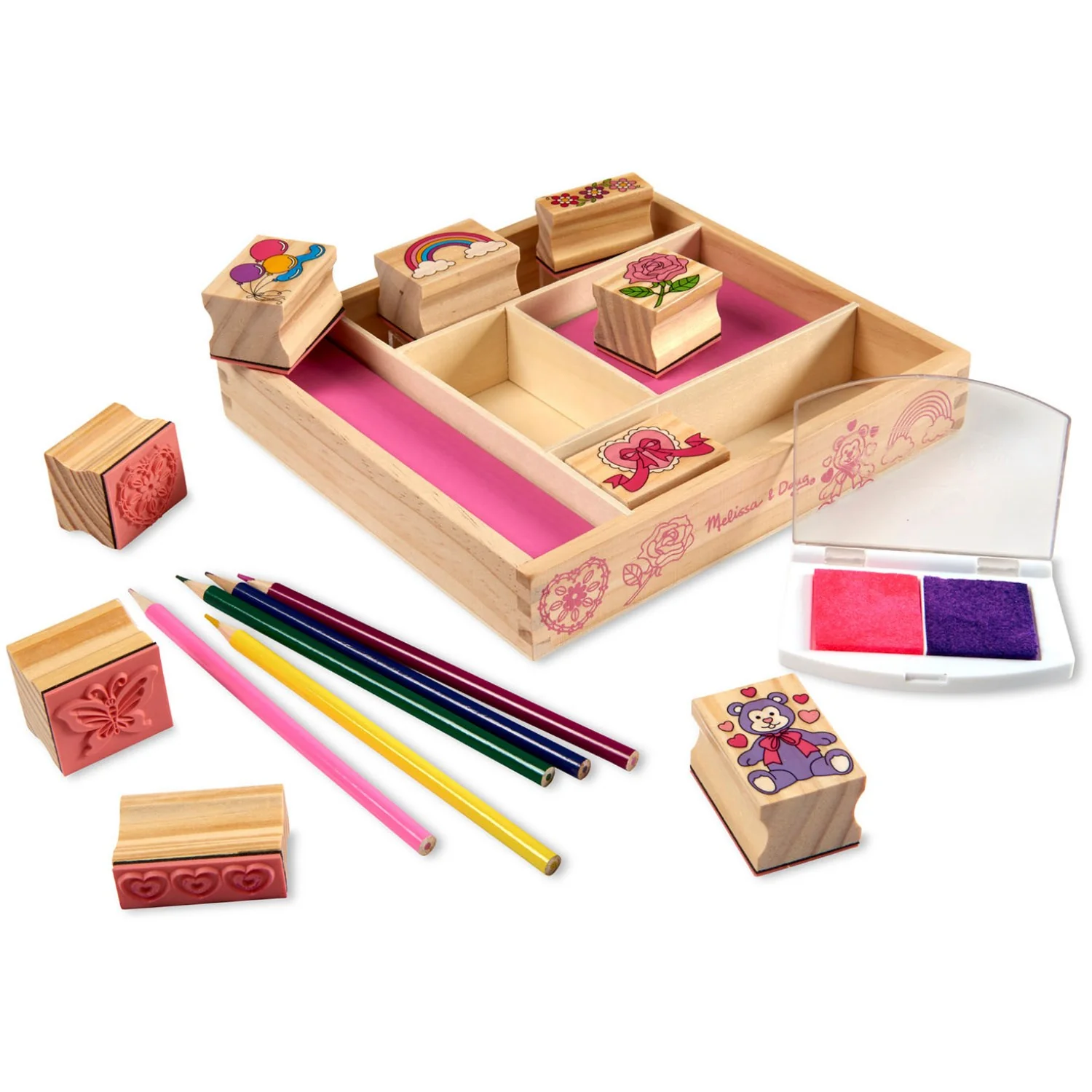 Melissa & Doug Multifarvet Wooden Stamp Set Friendship - Image 6
