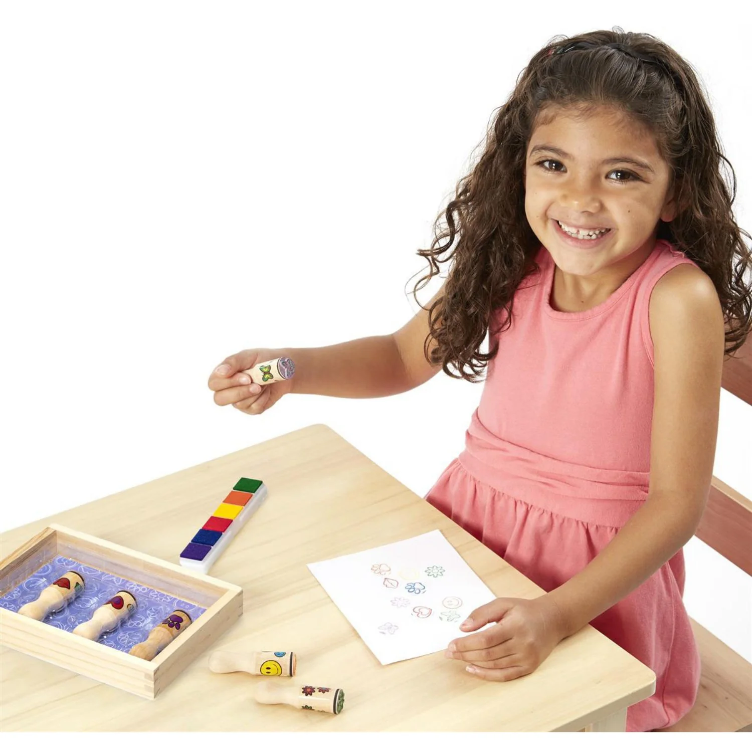 Melissa & Doug Multifarvet Wooden Stamp Set Happy Handles - Image 2