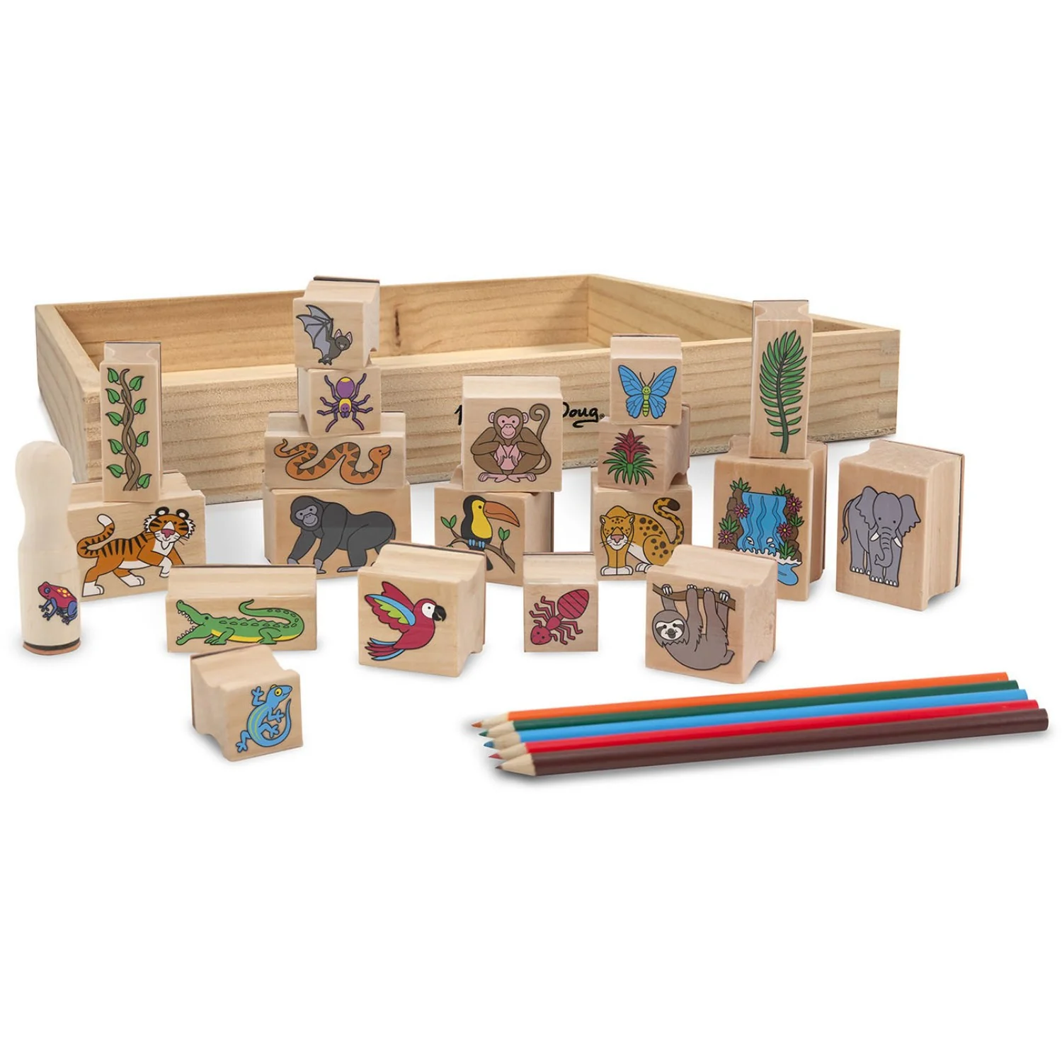 Melissa & Doug Multifarvet Wooden Stamp Set Regnskov - Image 4