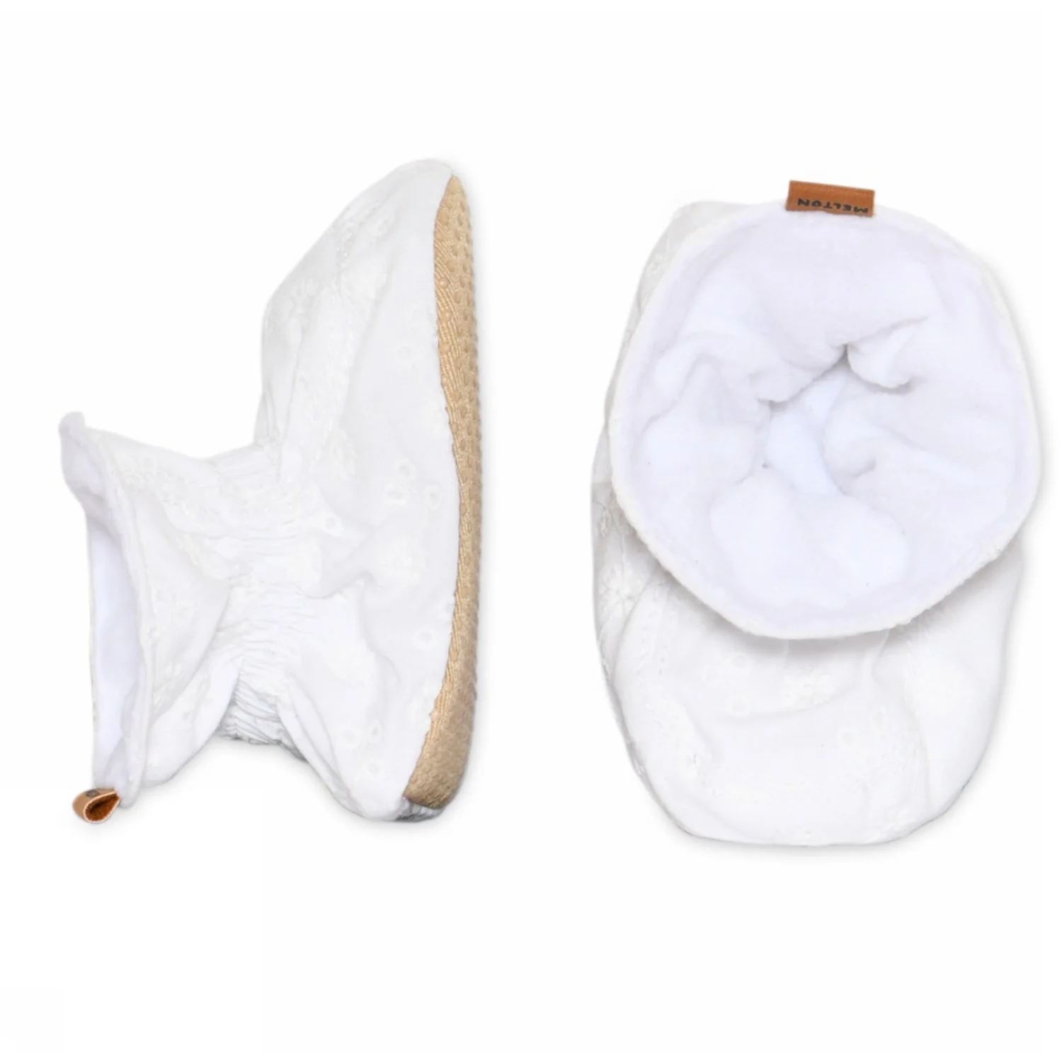 MELTON White Lace Textile Slippers