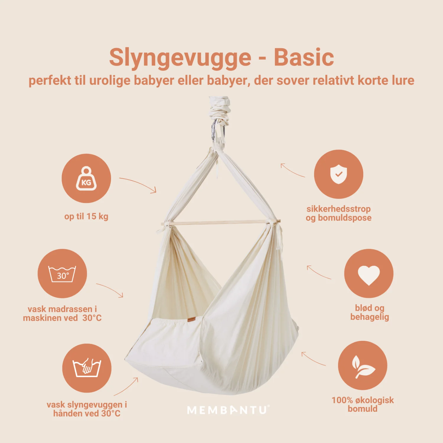 MEMBANTU Grey Organic Baby Hammock Basic - Image 4