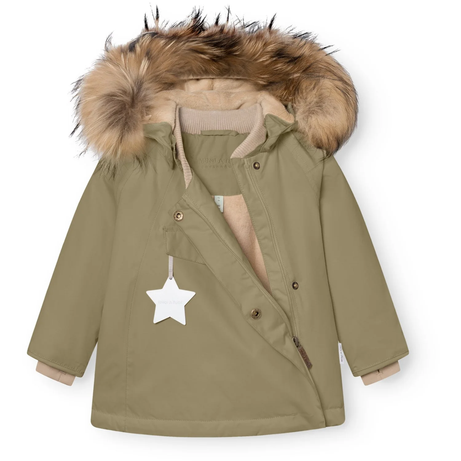 Mini A ture Aloe Green Matwang Fleece Lined Winter Jacket Fur. GRS - Image 3