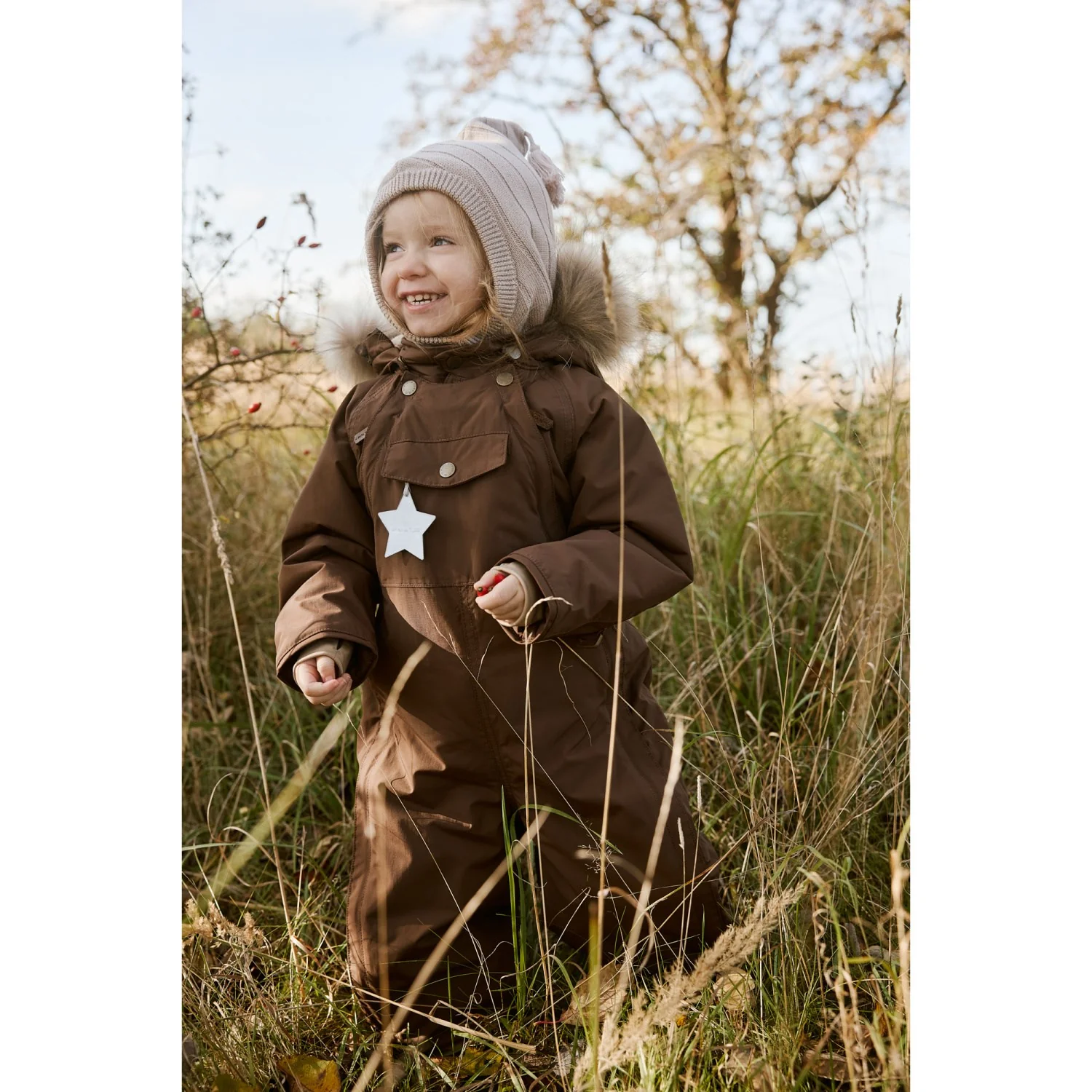 Mini A ture Chestnut Brown Matwisti Fleece Lined Snowsuit. GRS - Image 2