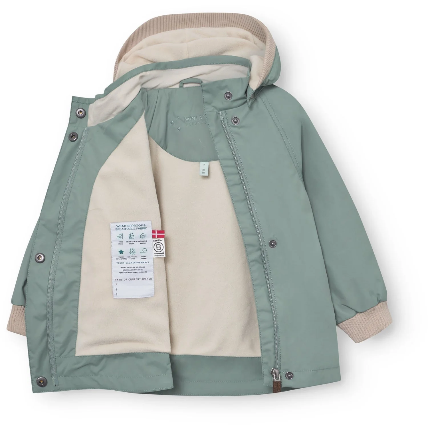 Mini A ture Granite Green Matwai Fleece Lined Jacket. Grs - Image 2