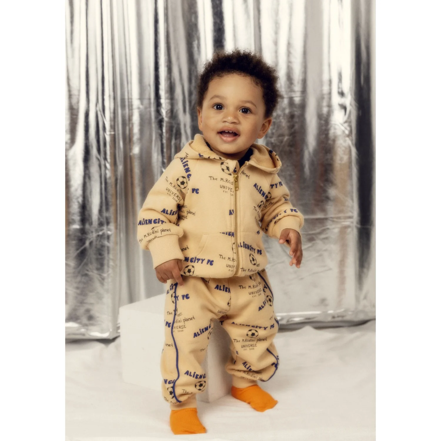 Mini Rodini Beige Alien City Fc AOP Sweatpants - Image 2