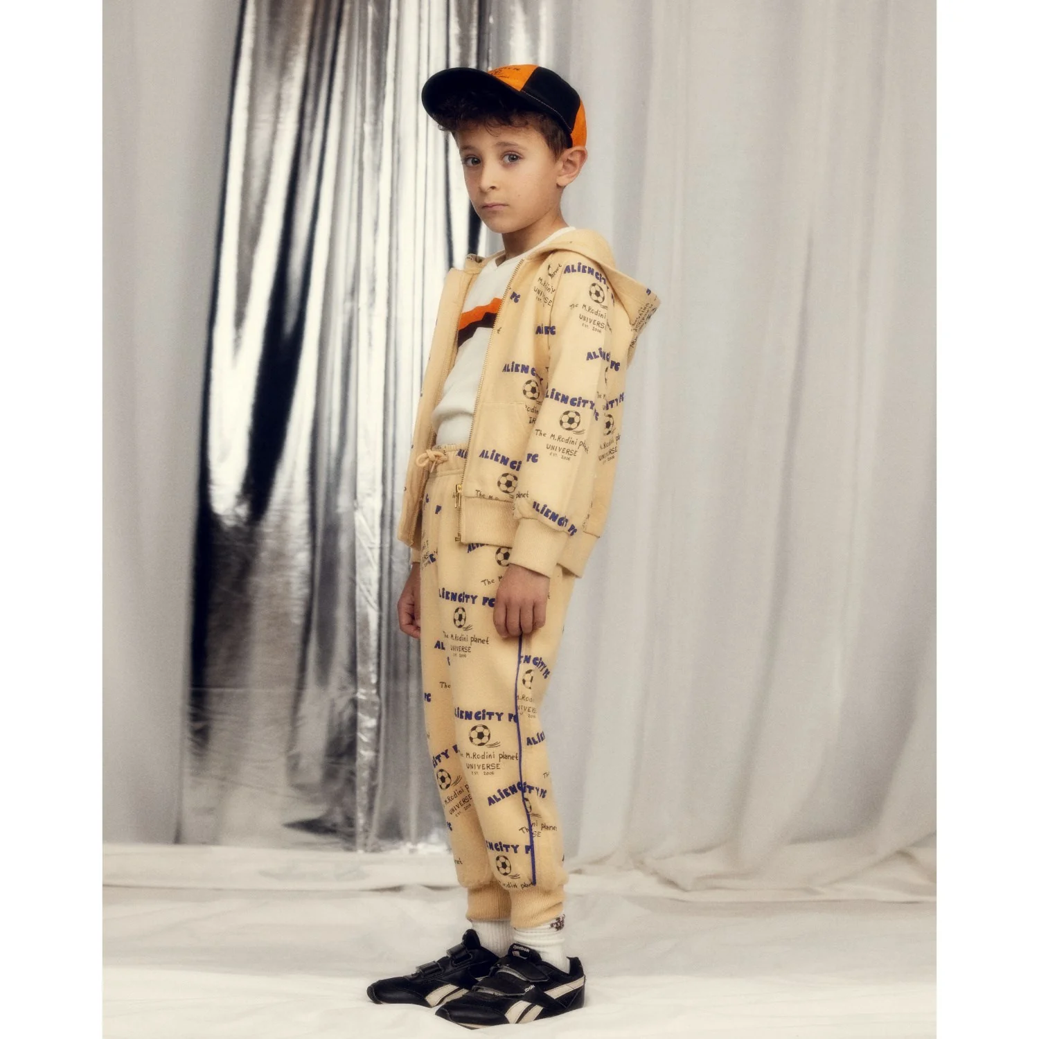 Mini Rodini Beige Alien City Fc AOP Zip Hoodie - Image 3