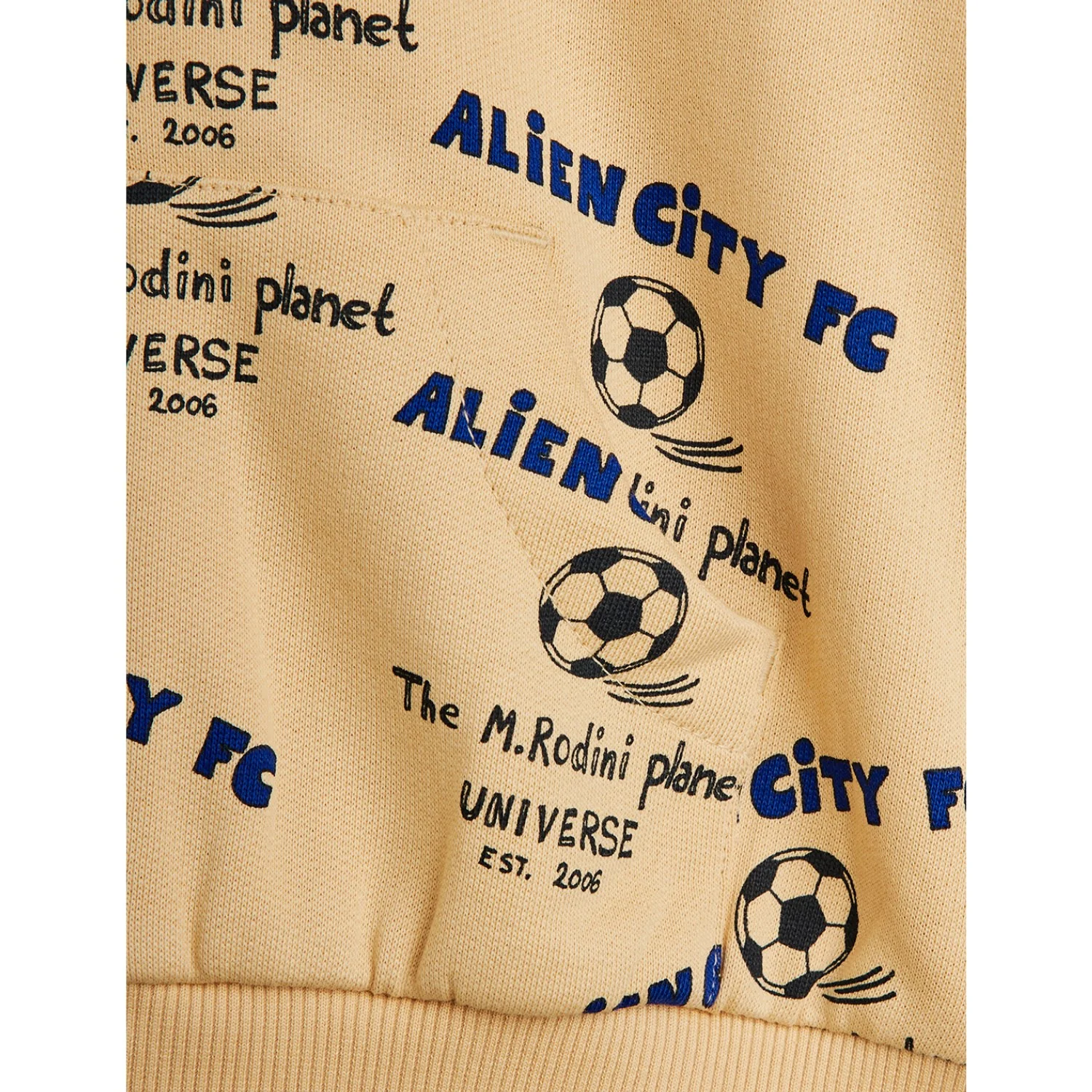 Mini Rodini Beige Alien City Fc AOP Zip Hoodie - Image 5