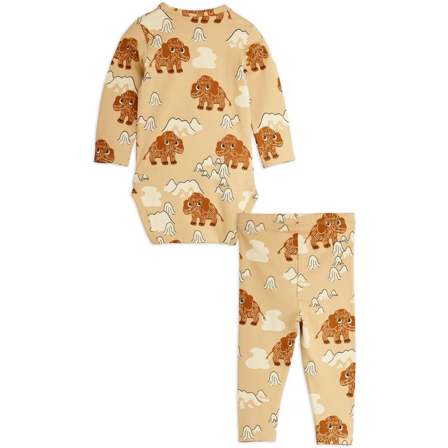 Mini Rodini Beige Mammoth AOP Baby Set - Image 3