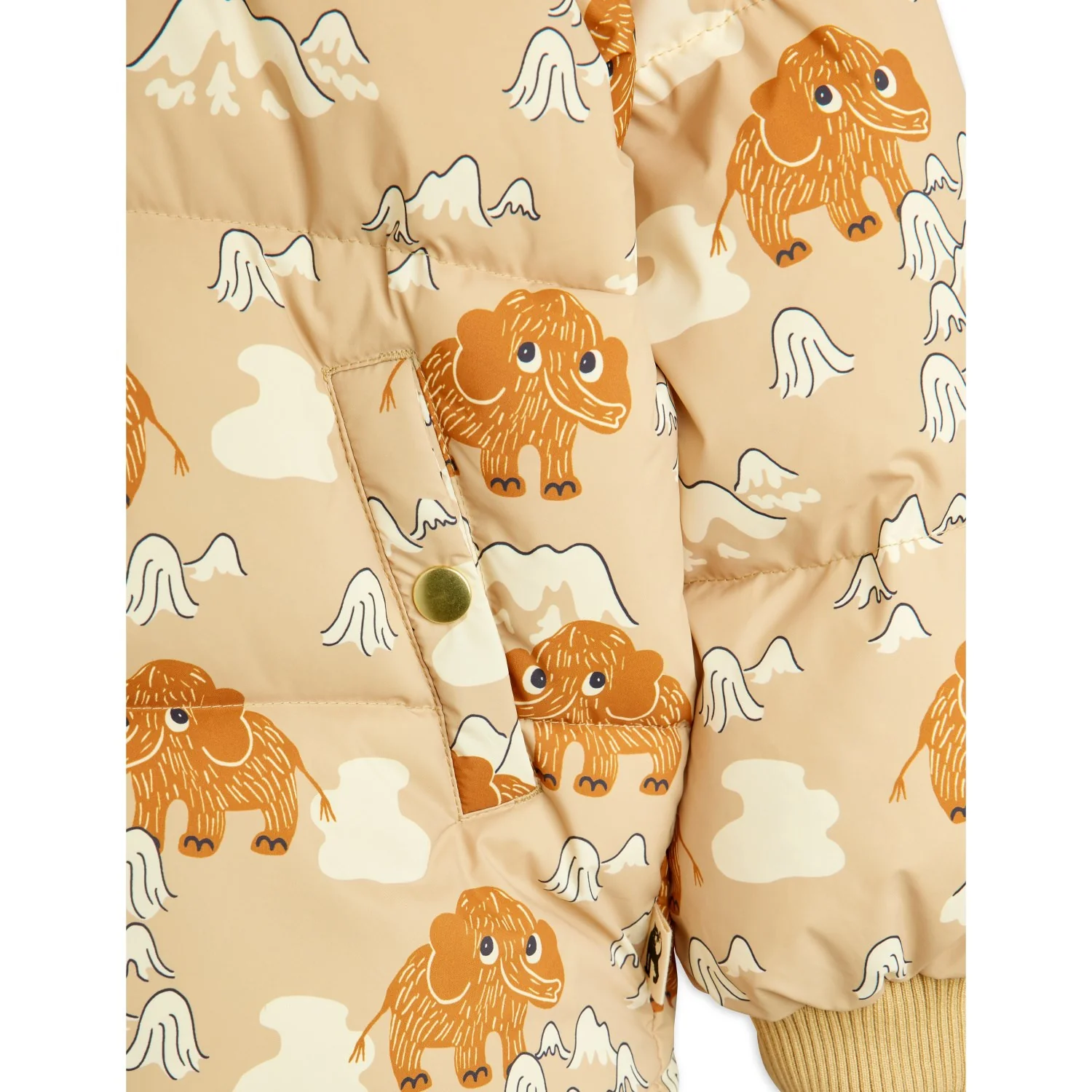 Mini Rodini Beige Mammoths AOP Hooded Puffer - Image 11