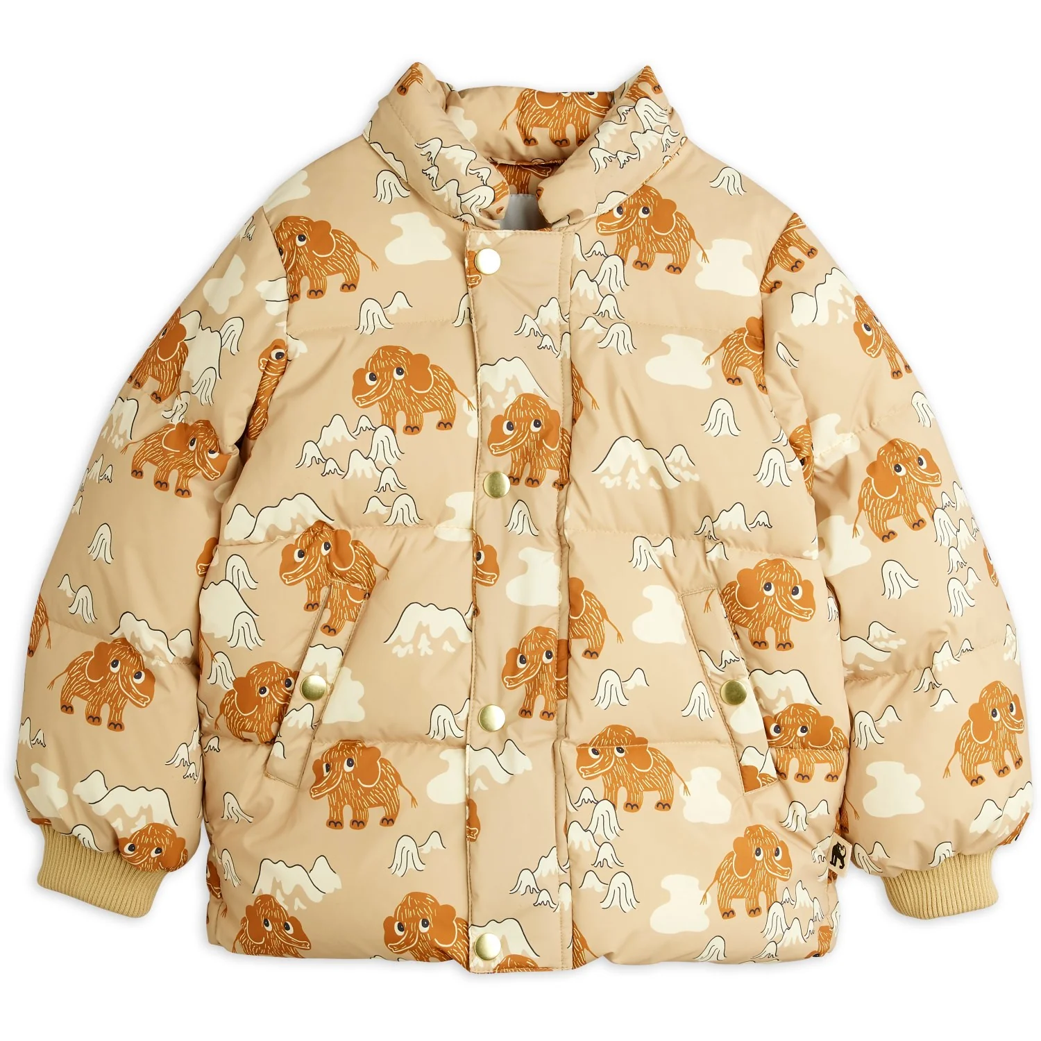 Mini Rodini Beige Mammoths AOP Hooded Puffer - Image 6