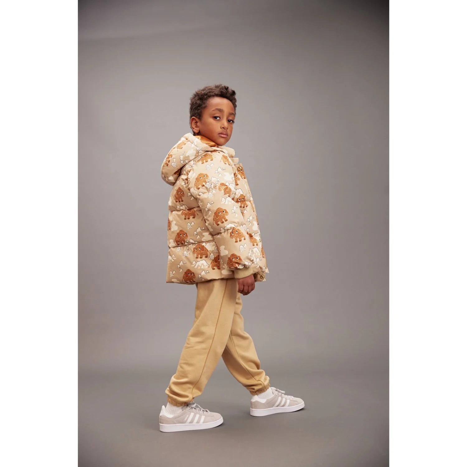 Mini Rodini Beige Mammoths AOP Hooded Puffer - Image 8