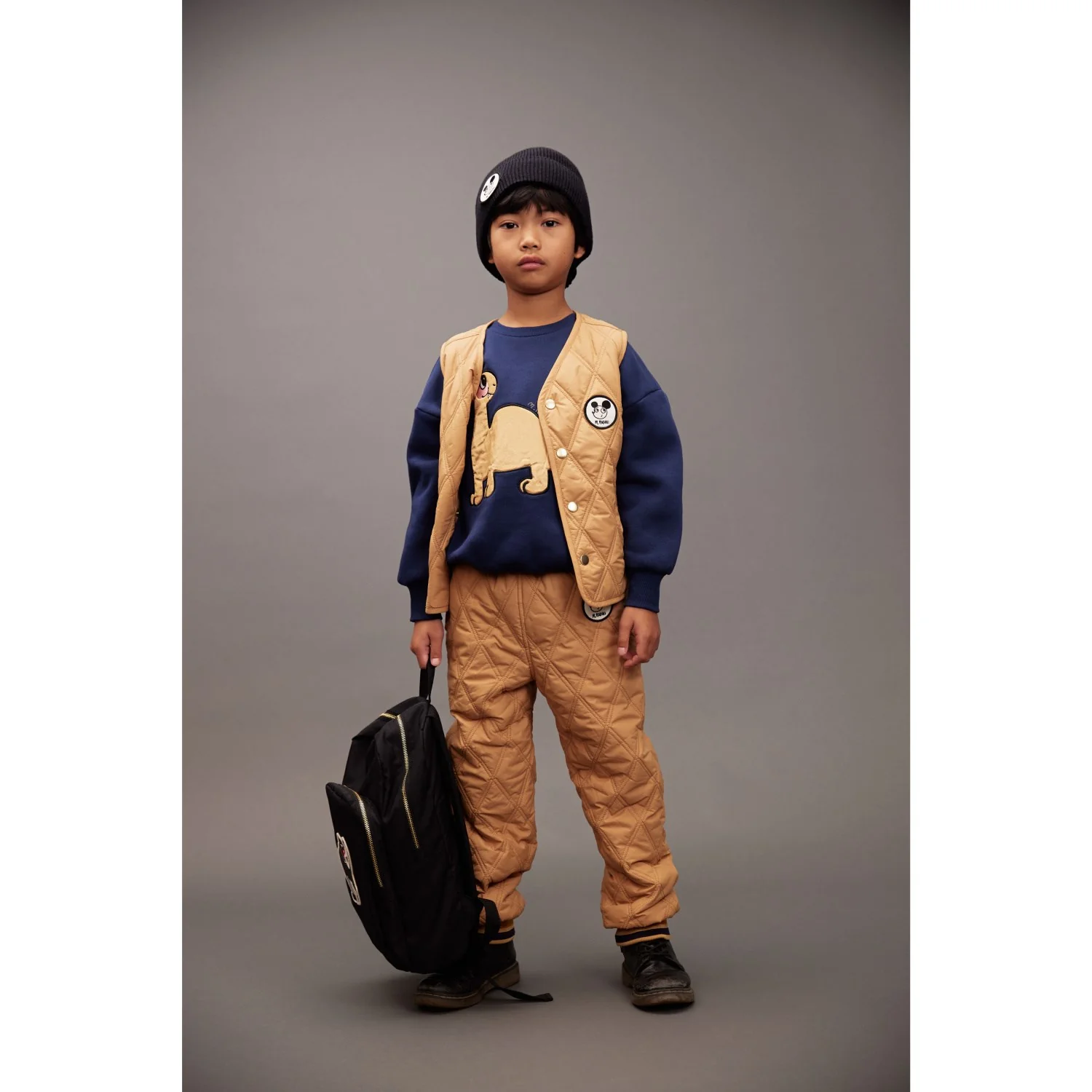 Mini Rodini Beige Ritzratz Patch Quilted Outerwear Trousers - Image 7
