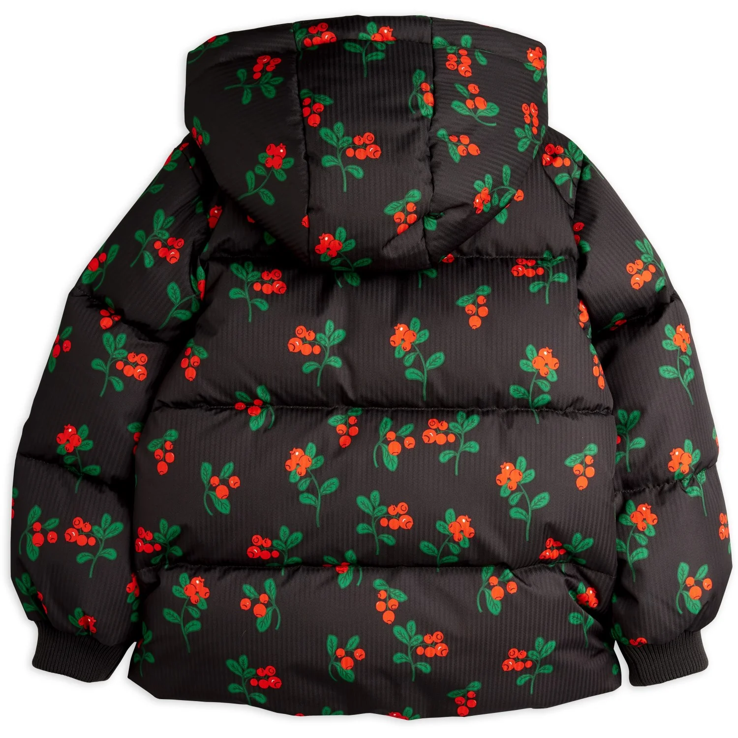 Mini Rodini Black Lingonberries AOP Hooded Puffer - Image 4