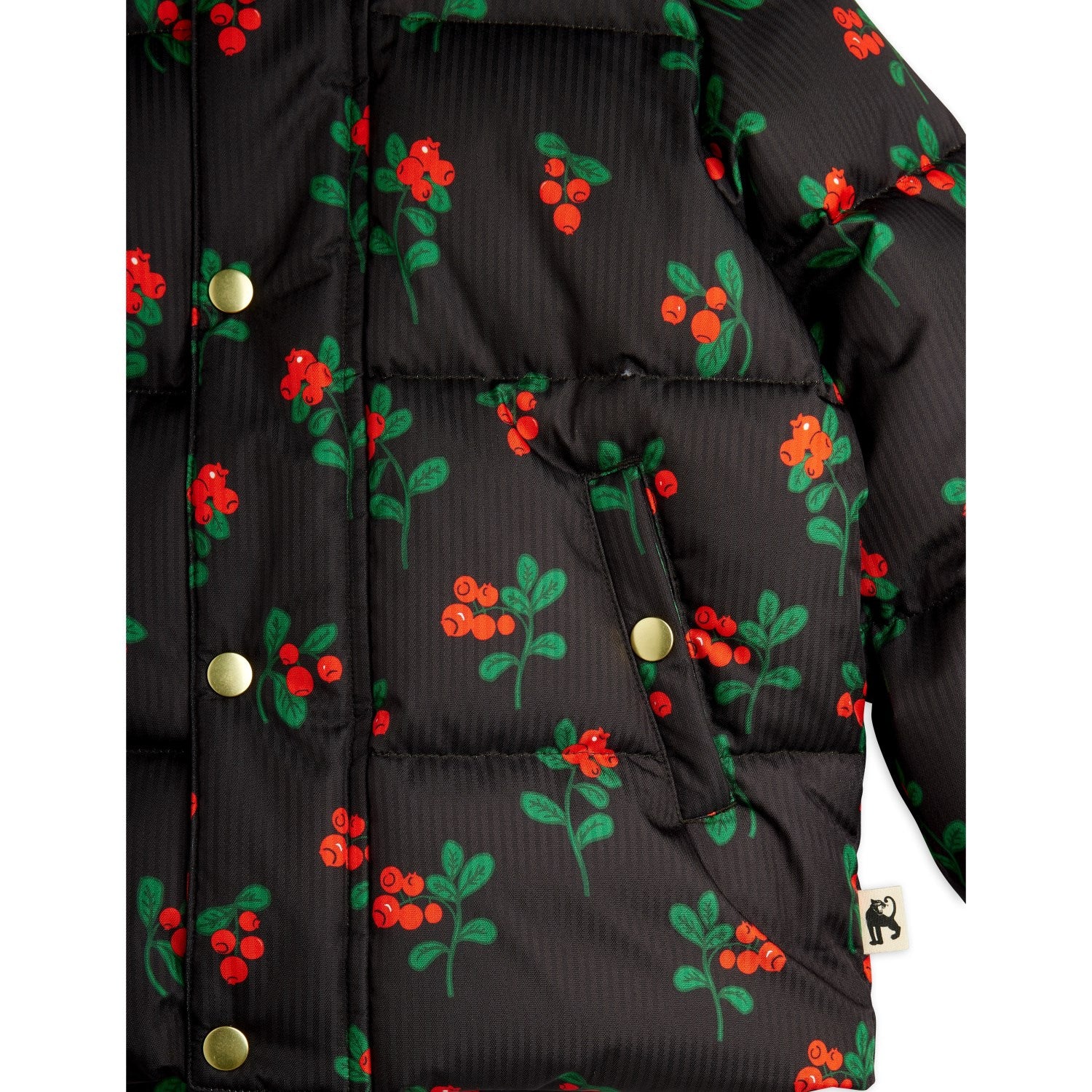 Mini Rodini Black Lingonberries AOP Hooded Puffer - Image 7