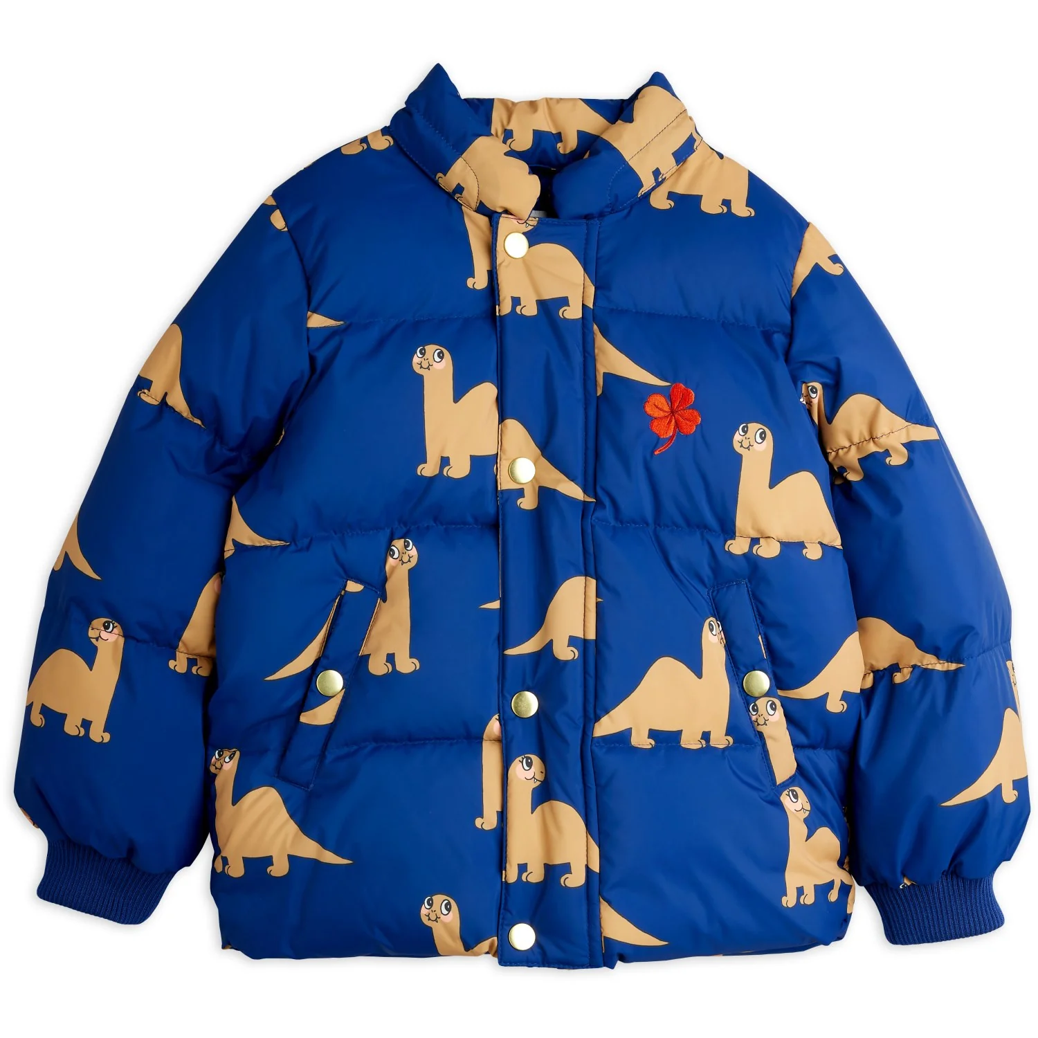Mini Rodini Blue Dinos AOP Hooded Puffer - Image 3