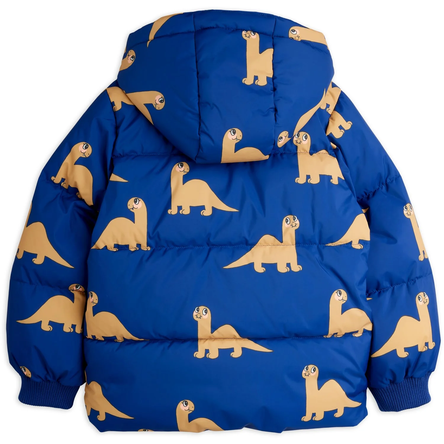 Mini Rodini Blue Dinos AOP Hooded Puffer - Image 4