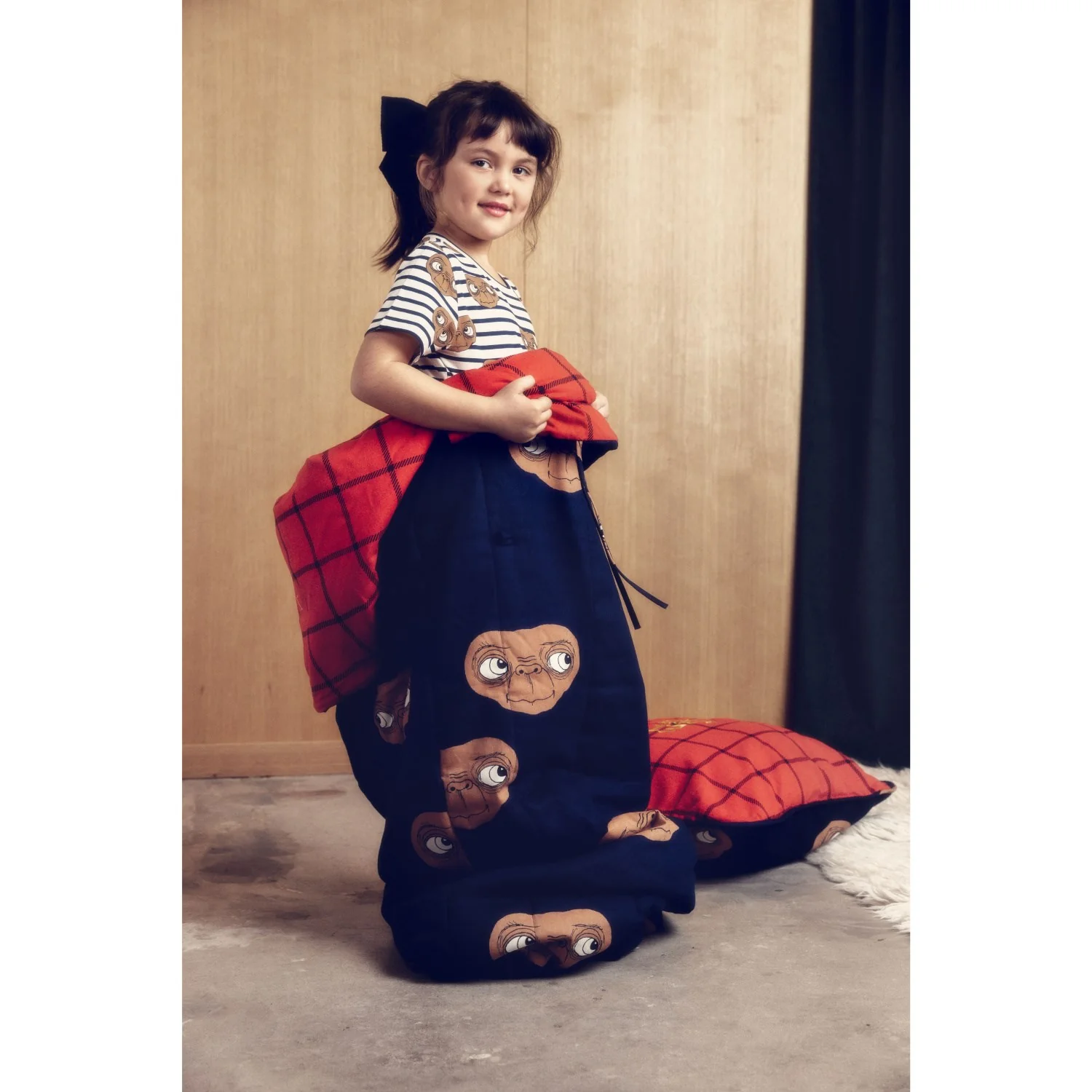 Mini Rodini Blue E.T. AOP Padded Quilted Pillowcase - Image 5