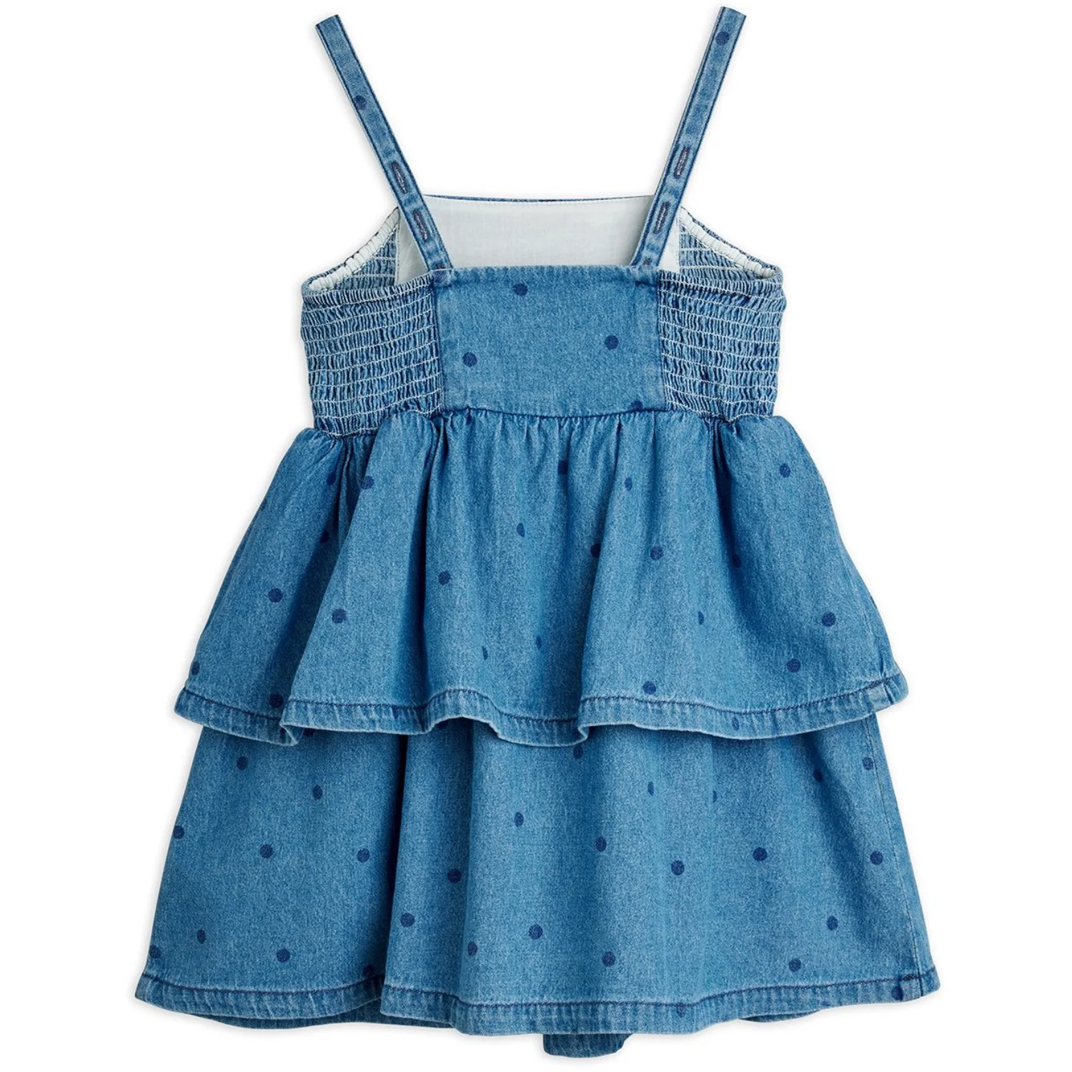 Mini Rodini Blue Lw Denim Dots AOP Strap Dress - Image 4