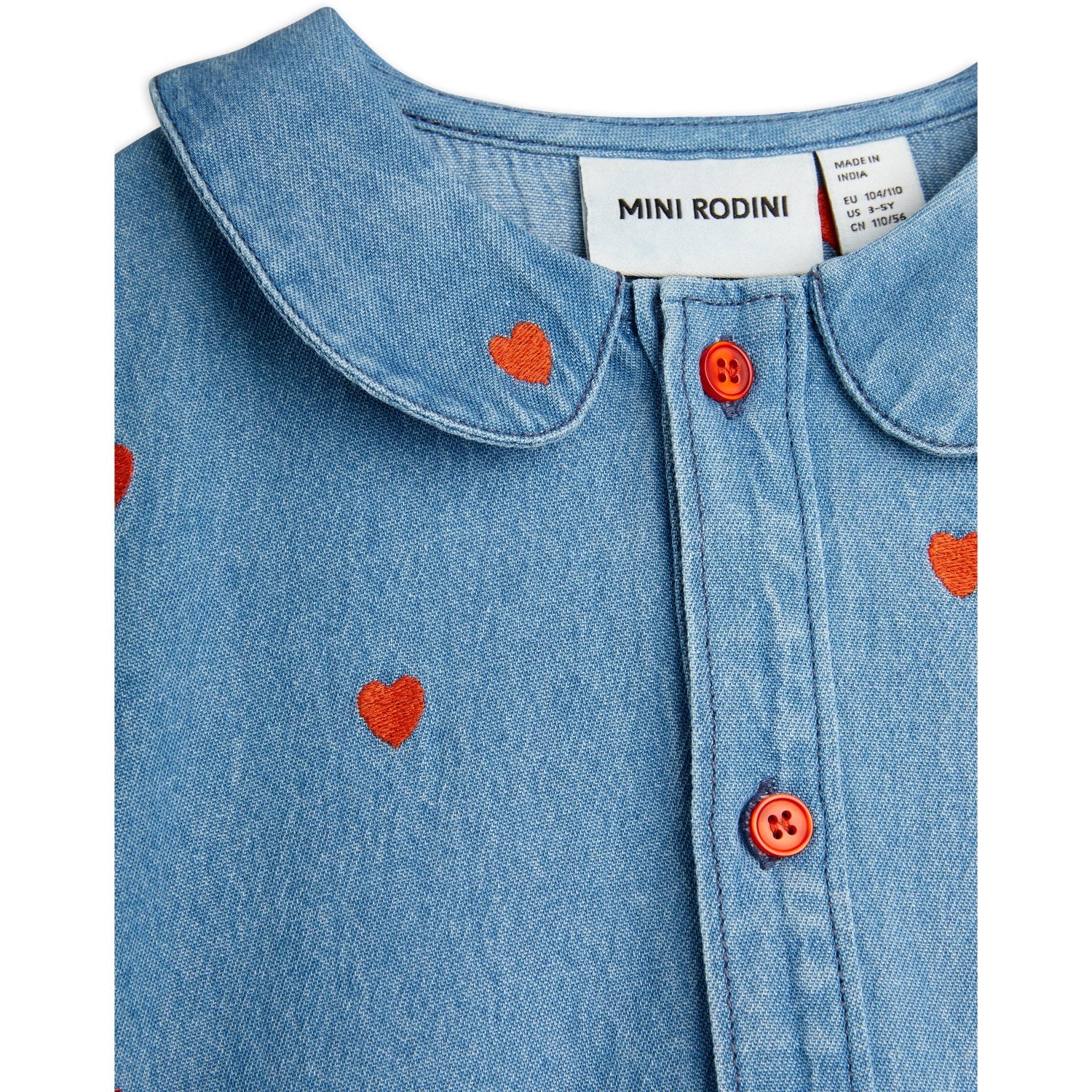 Mini Rodini Blue Mini Hearts Aoe Woven Dress - Image 2