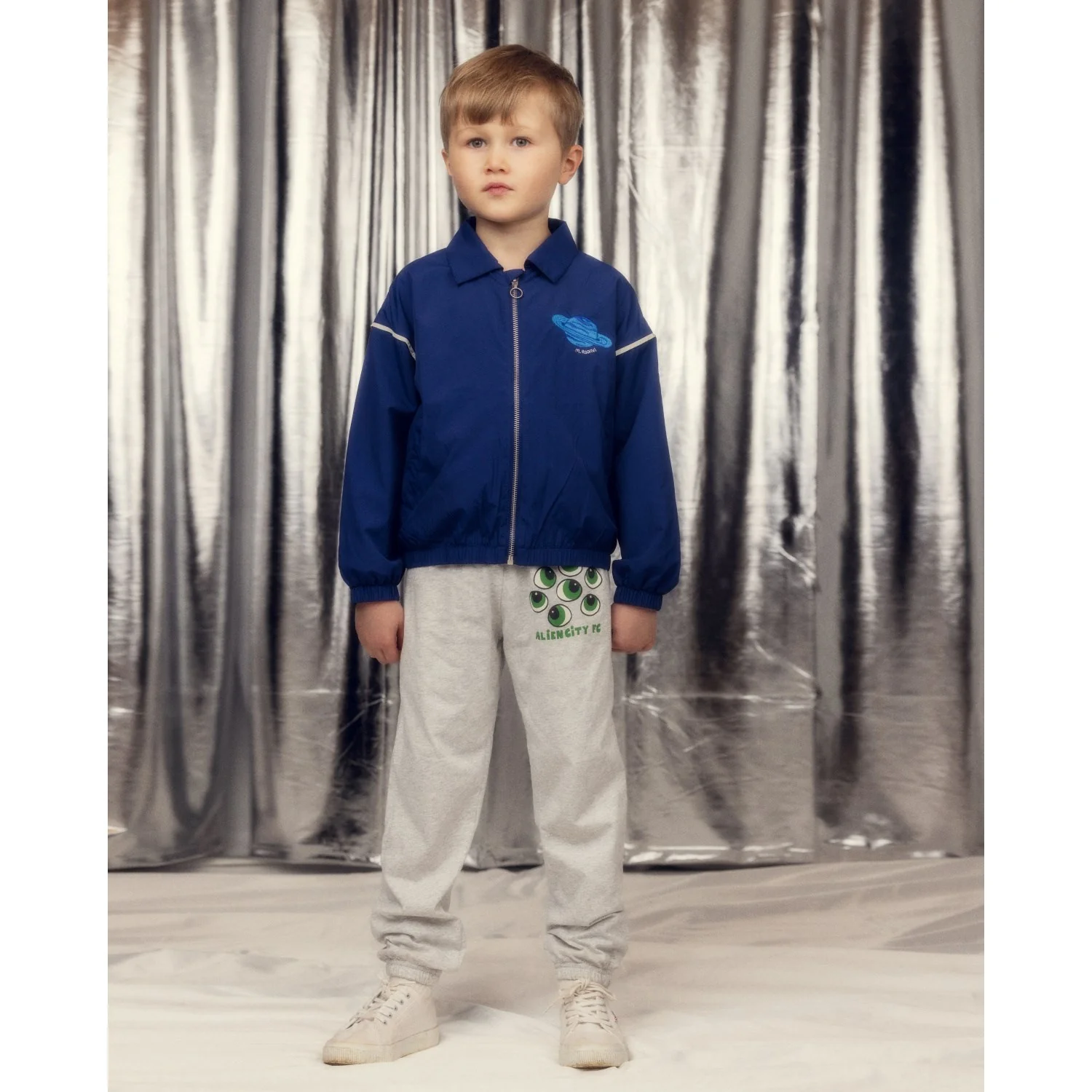 Mini Rodini Blue Planet Emb Nylon Jacket - Image 2