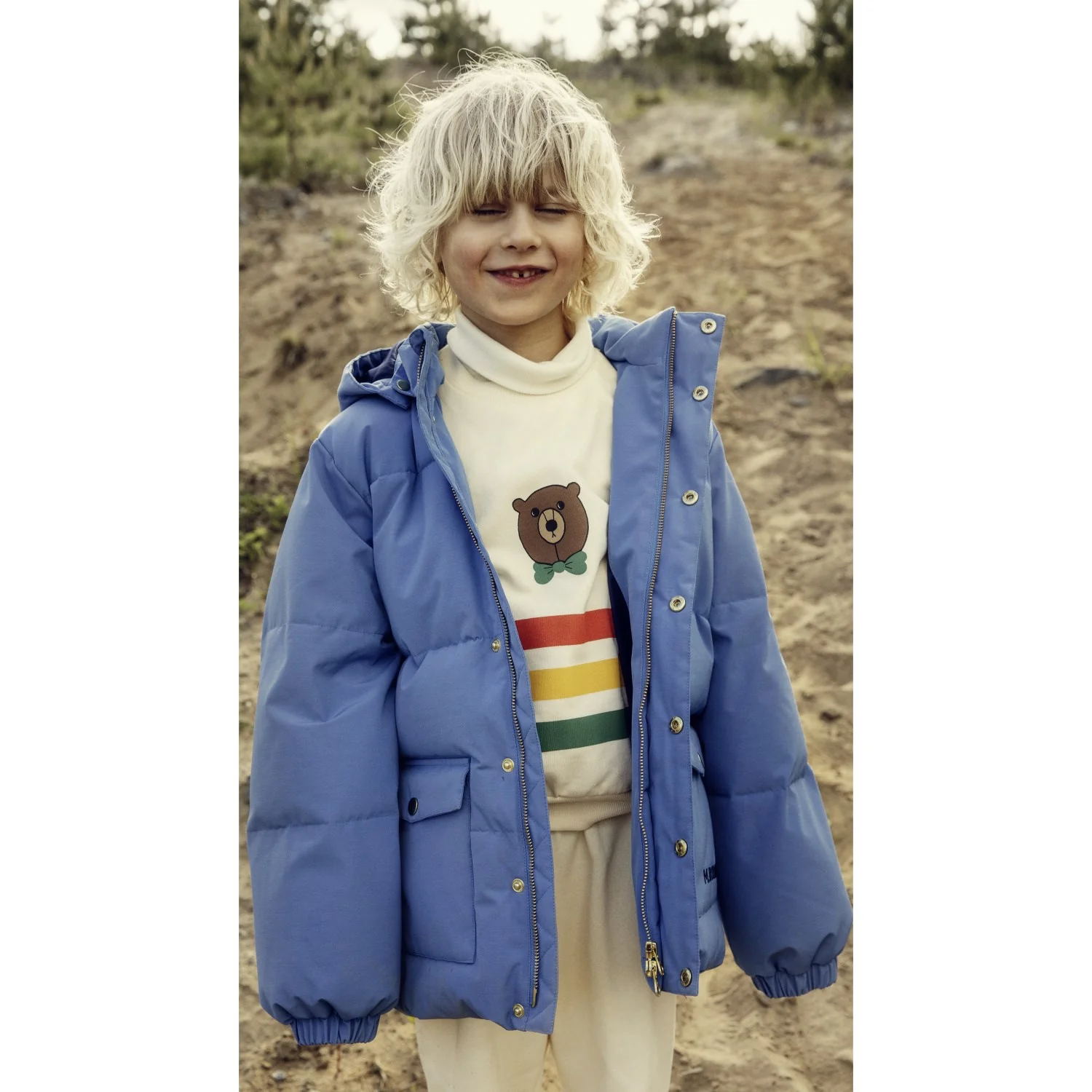 Mini Rodini Blue Solid Heavy Puffer - Image 2