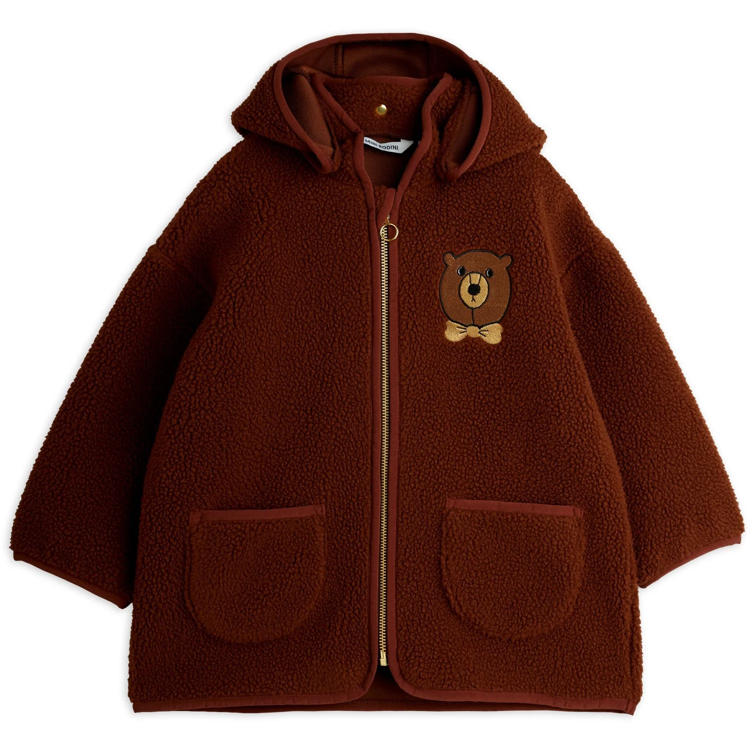 Mini Rodini Brown Bear Emb Pile Jacket - Image 10