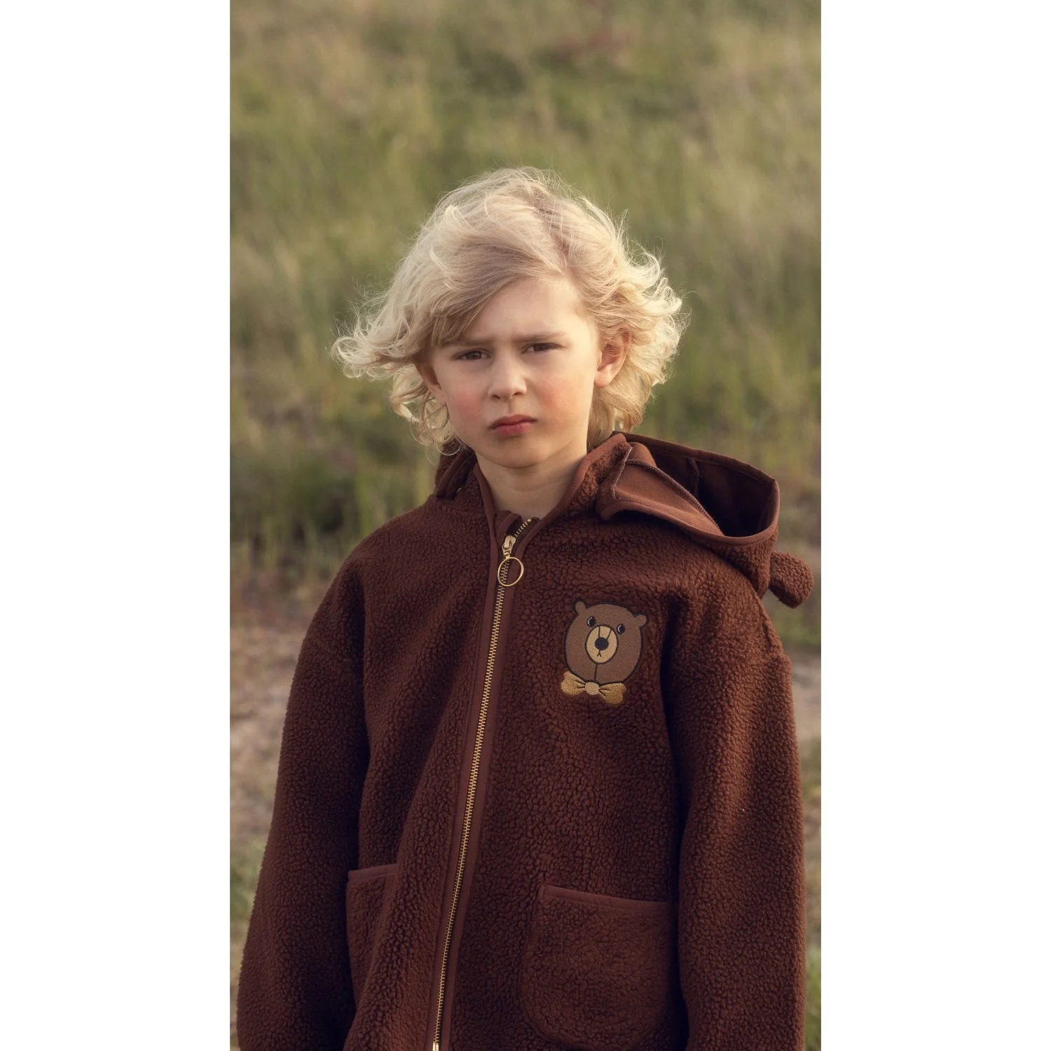 Mini Rodini Brown Bear Emb Pile Jacket - Image 2