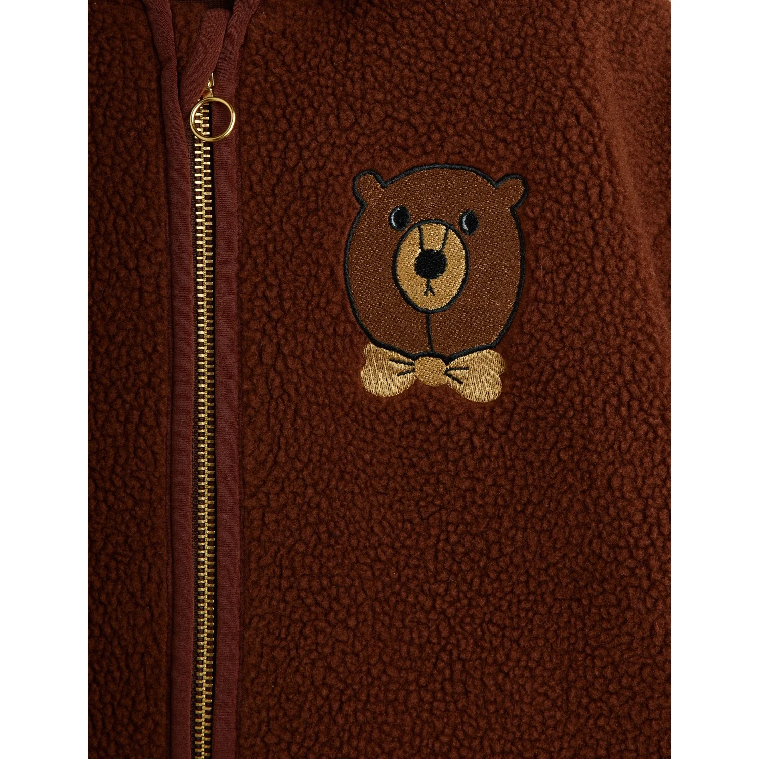 Mini Rodini Brown Bear Emb Pile Jacket - Image 3