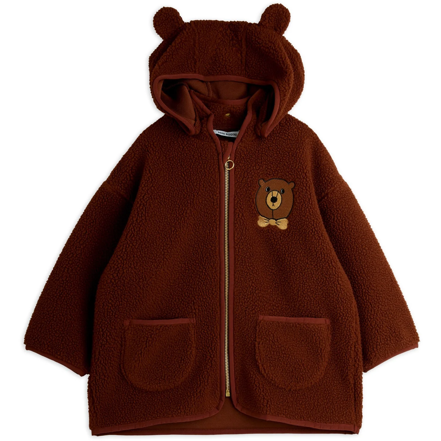 Mini Rodini Brown Bear Emb Pile Jacket - Image 6