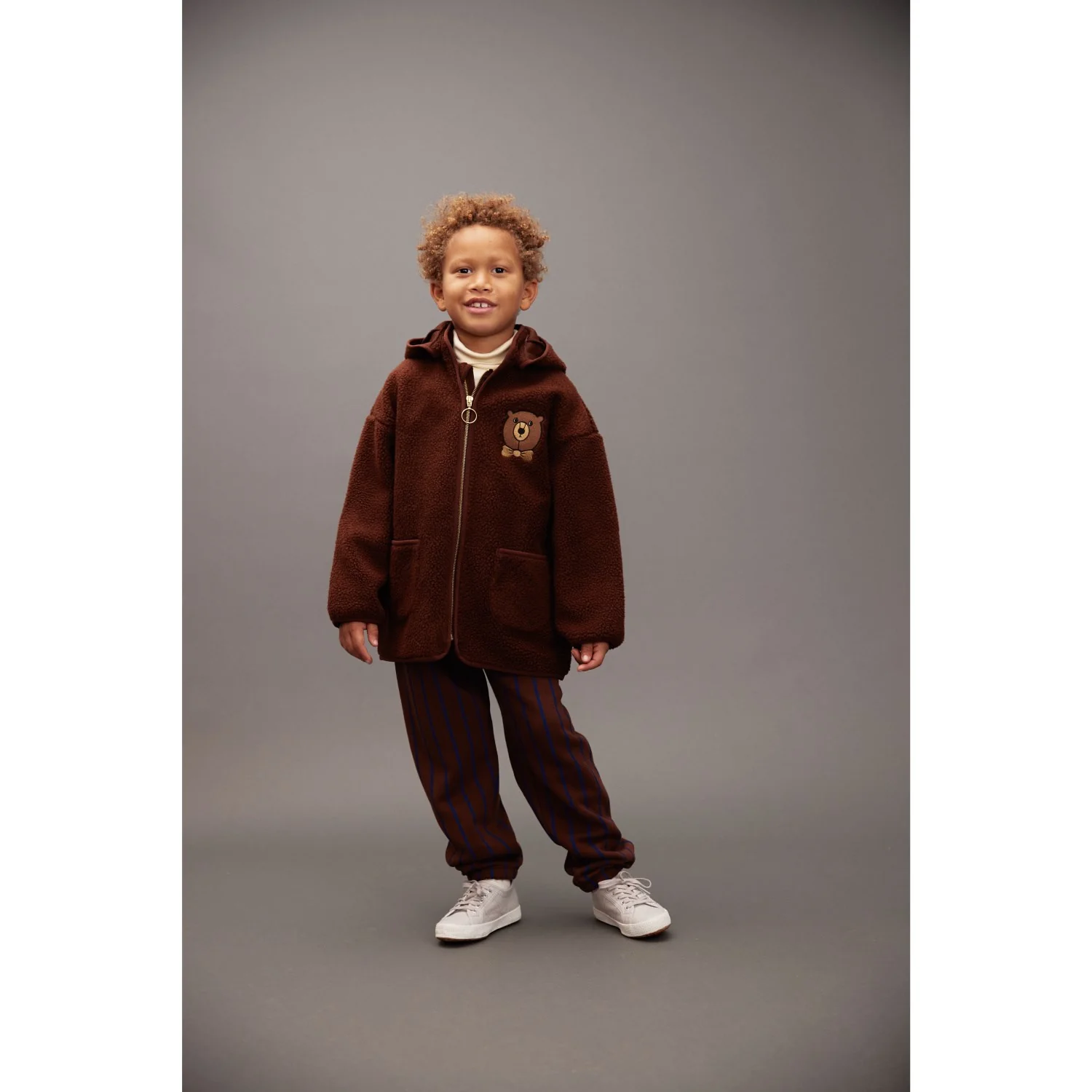 Mini Rodini Brown Bear Emb Pile Jacket - Image 7