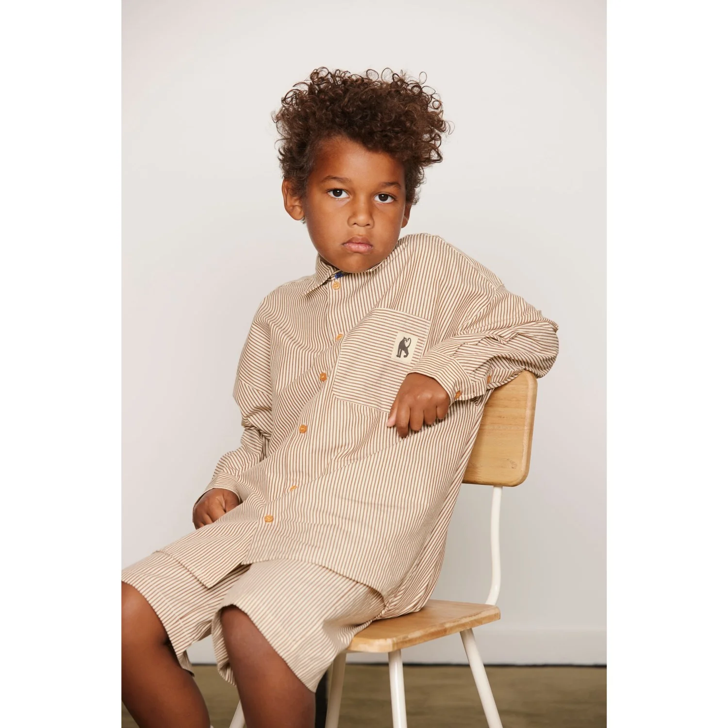 Mini Rodini Brown Poplin Yd Ls Shirt - Image 5