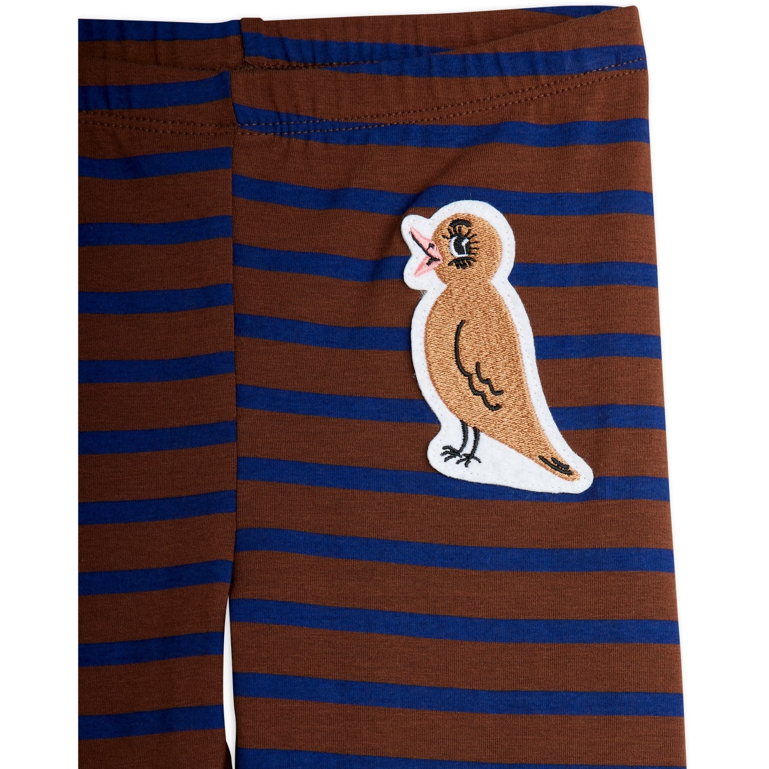 Mini Rodini Brown Stripe Bird Patch Leggings - Image 2