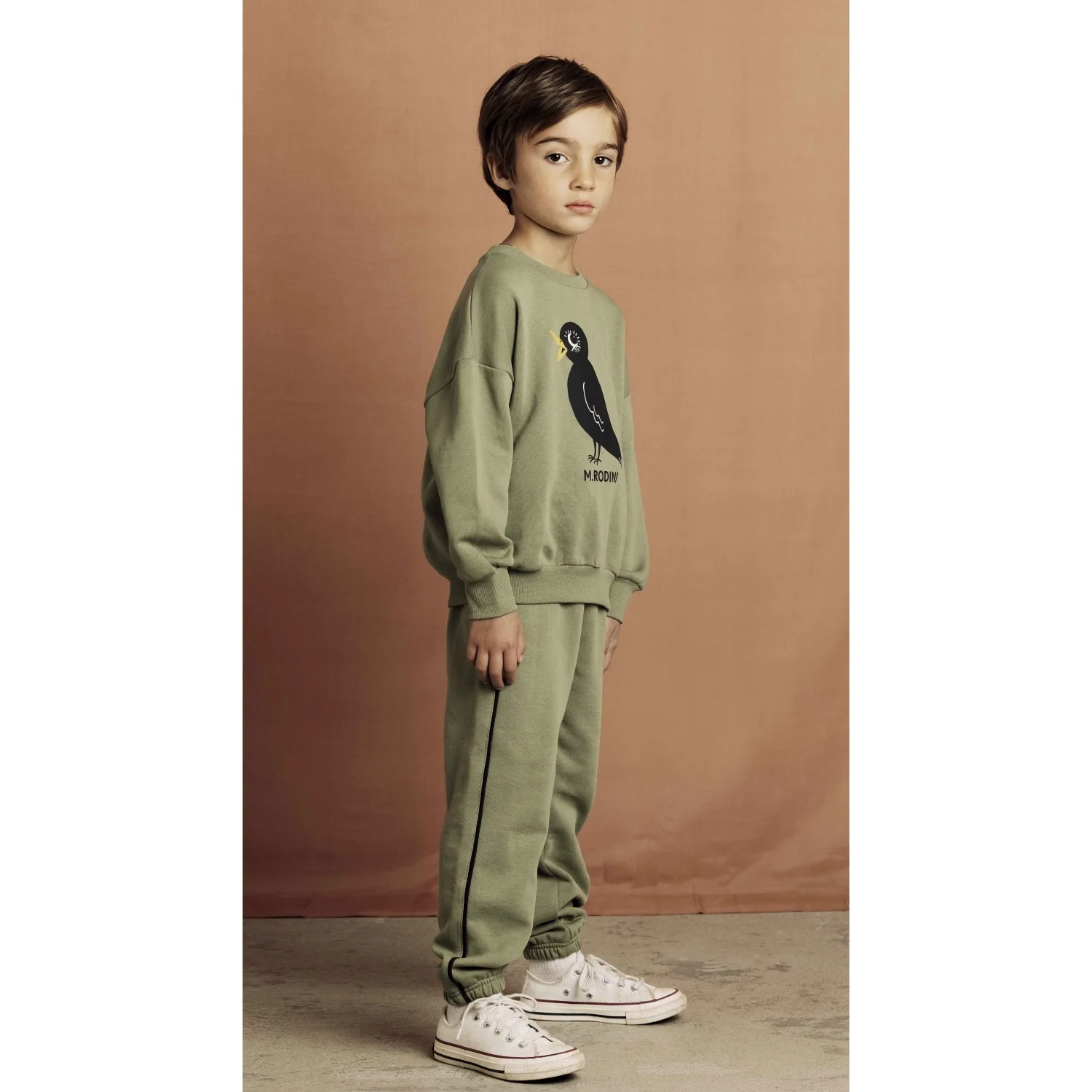 Mini Rodini Green Plain Piping Sweatpants - Image 2