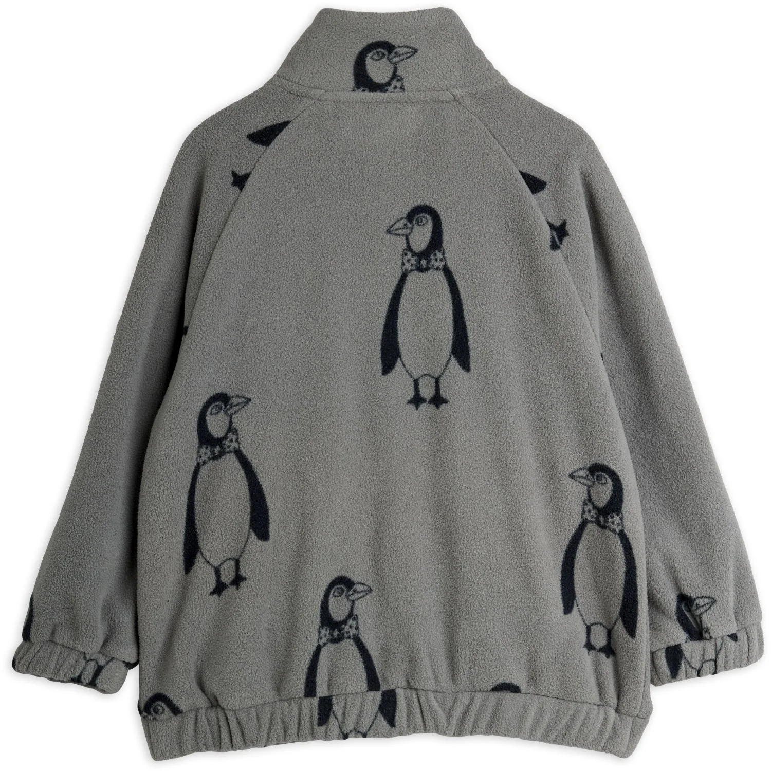 Mini Rodini Grey Penguin AOP Fleece Jacket - Image 3