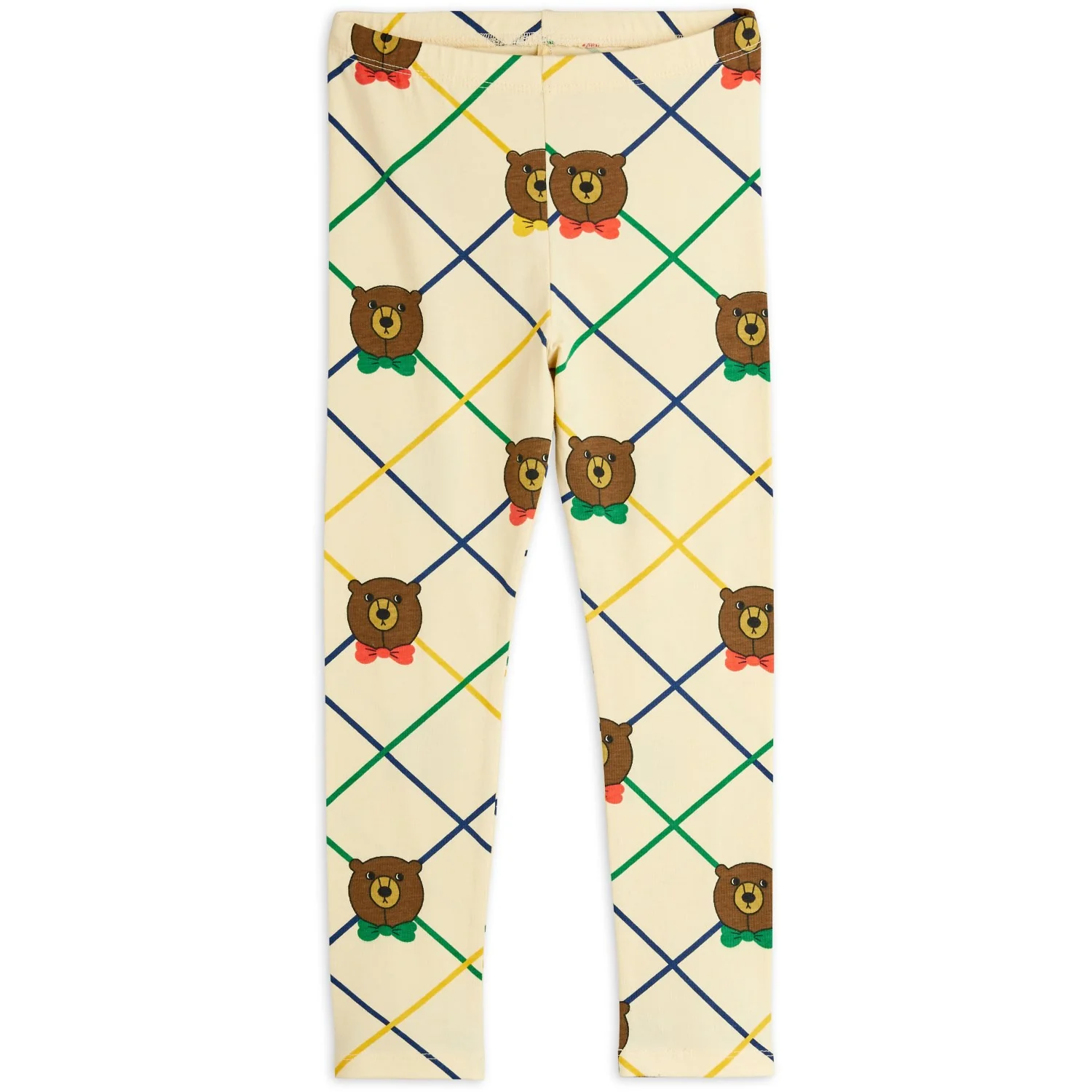 Mini Rodini Off-white Bear Check AOP Leggings - Image 4