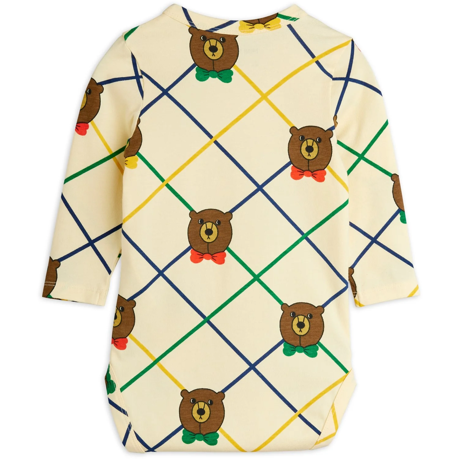Mini Rodini Off-white Bear Check AOP Ls Body - Image 4