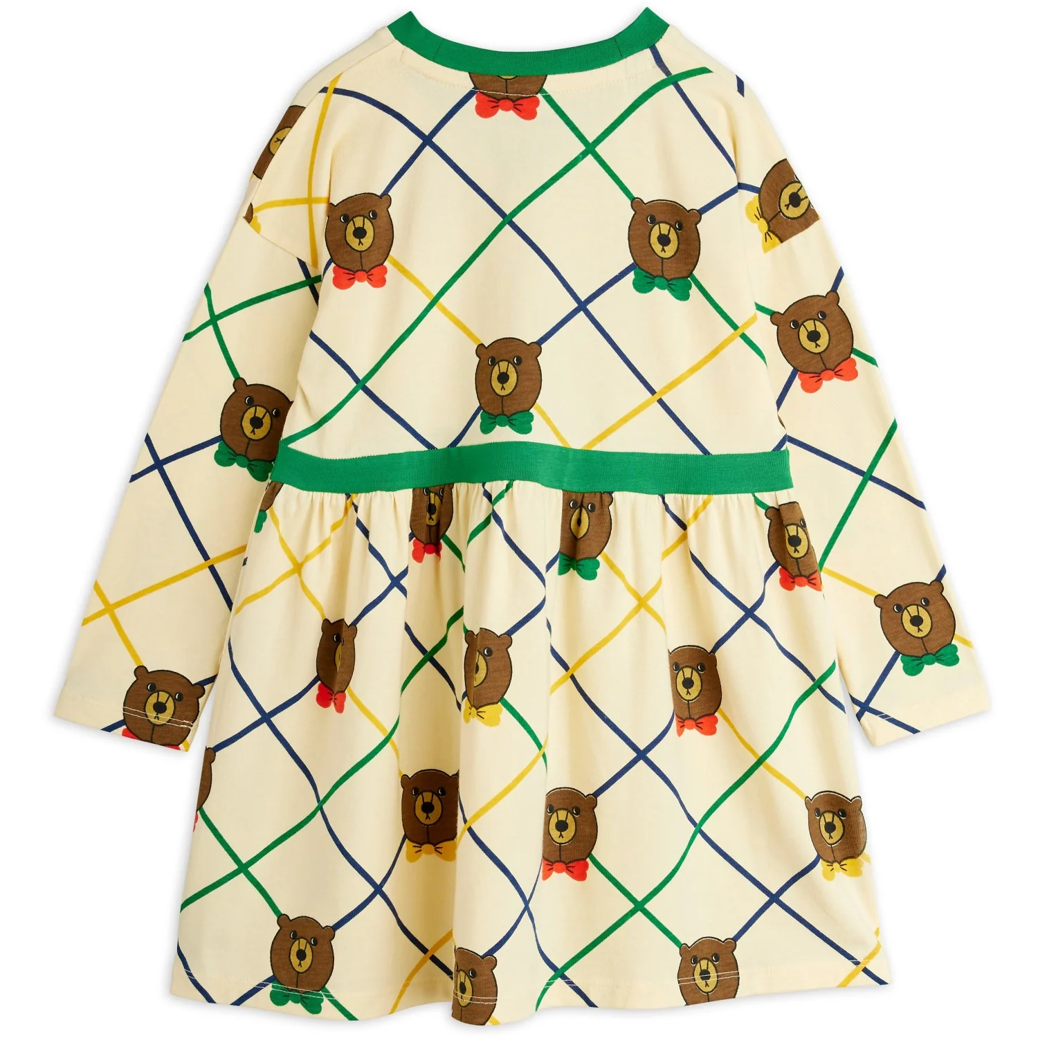 Mini Rodini Off-white Bear Check AOP Ls Dress - Image 7