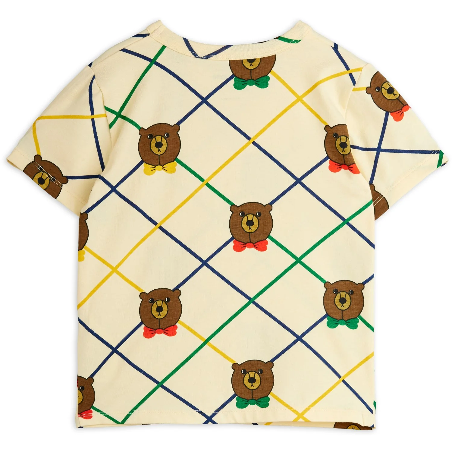 Mini Rodini Off-white Bear Check AOP Ss Tee - Image 3