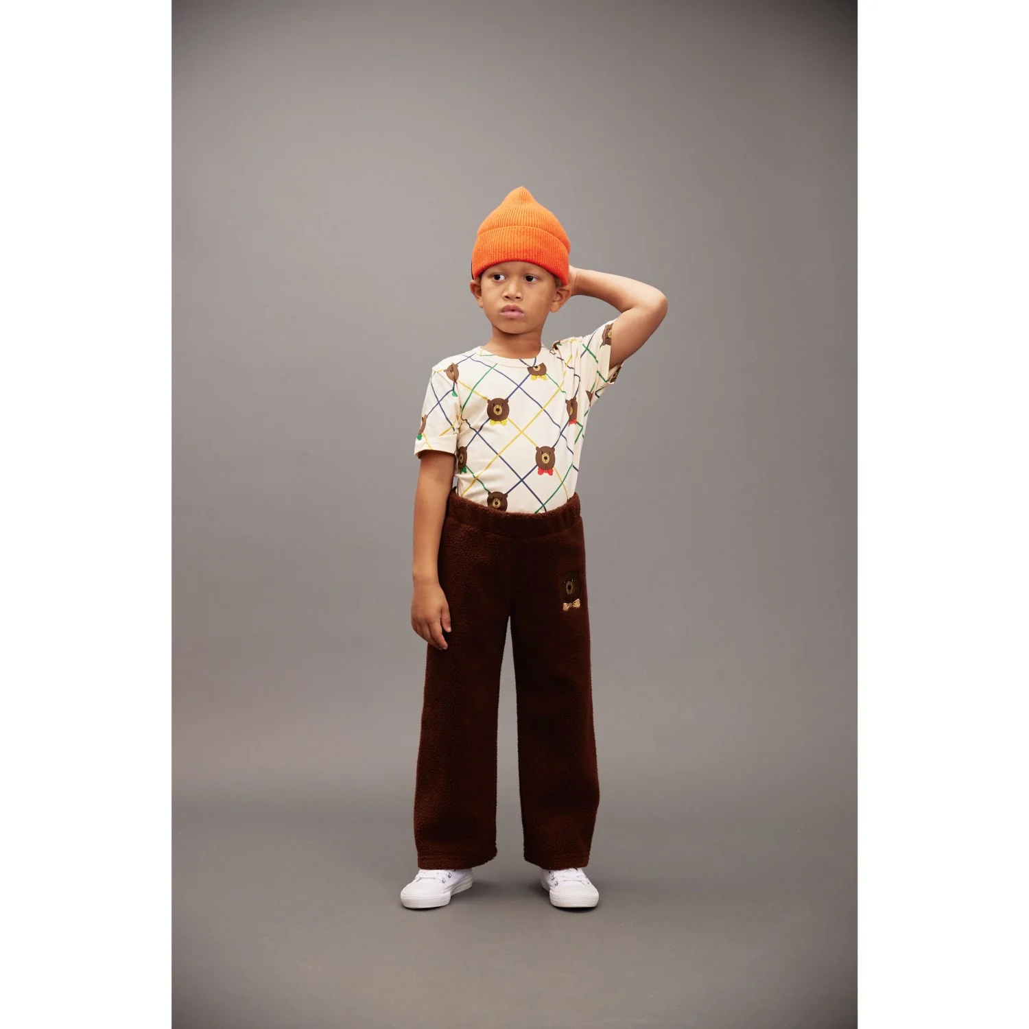 Mini Rodini Off-white Bear Check AOP Ss Tee - Image 5