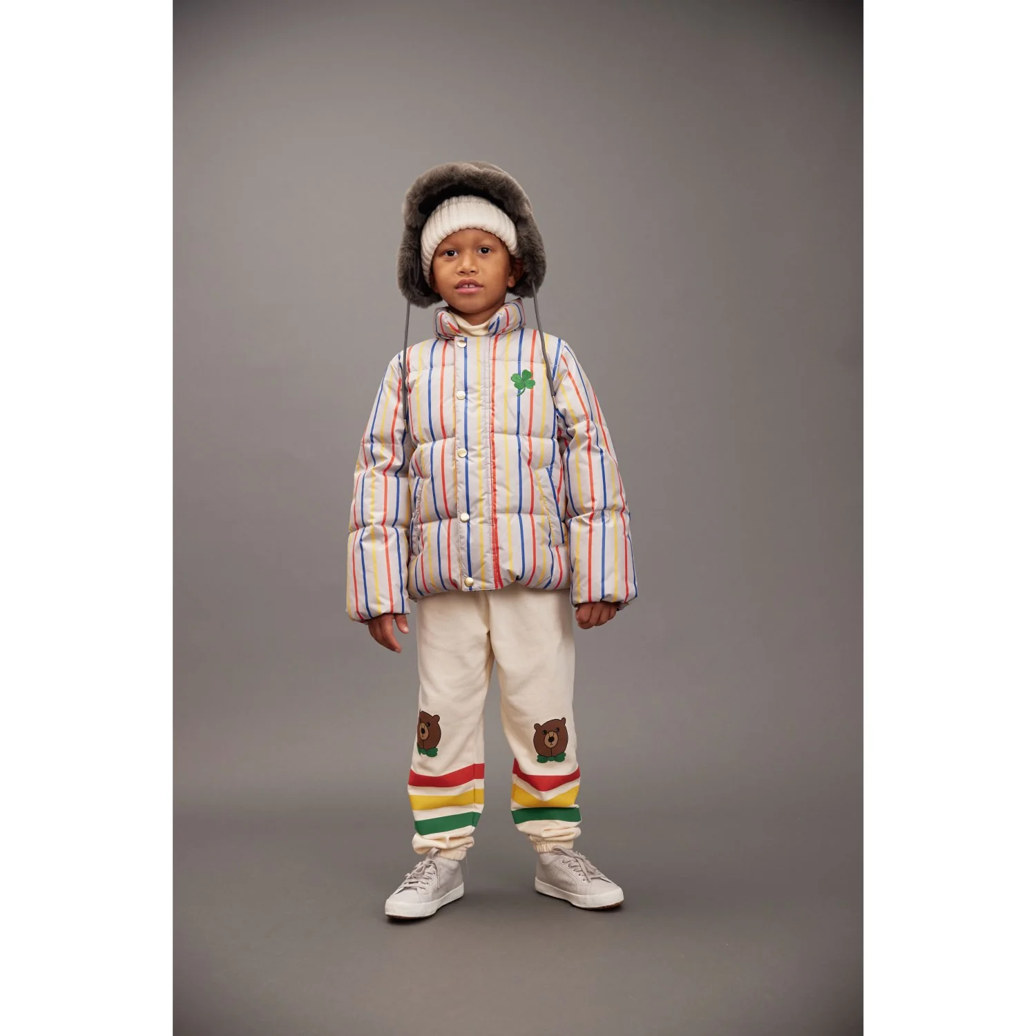 Mini Rodini Off-white Bear Stripe Sweatpants - Image 8